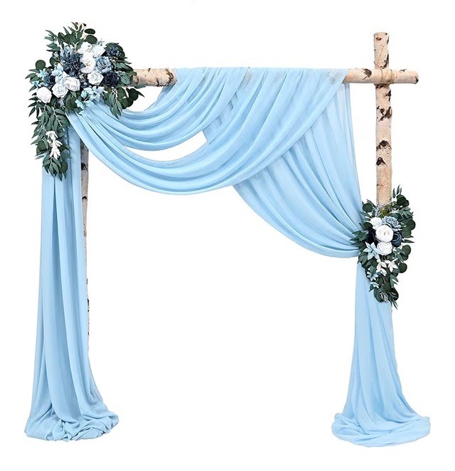 Wedding Arch Drapes Fabric 4 Panels 20Ft L x 28” Baby Blue Arch Chiffon Curtains