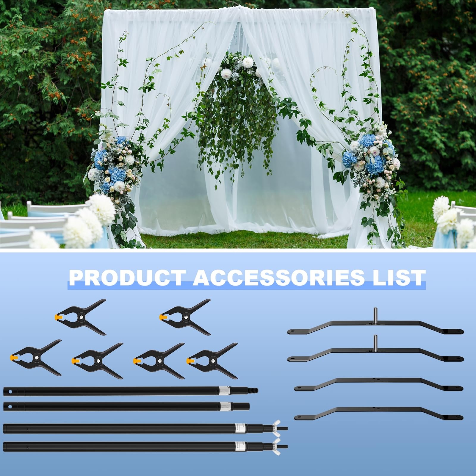 10×8.5ft(WxH) Upgraded Heavy Duty Backdrop Stand, Pipe and Drape Stand Kit wi…