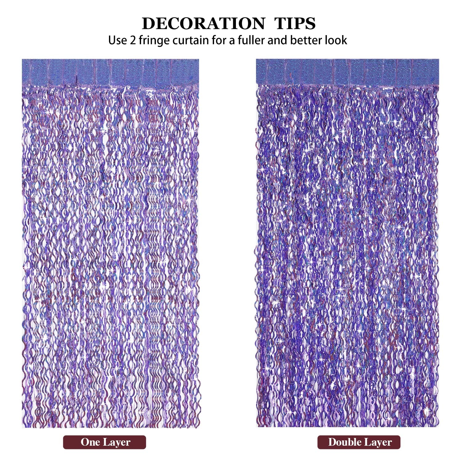 Purple Foil Fringe Curtains Party Decorations – 3 Pack 3.3 ft x 6.6 ft Foil P…