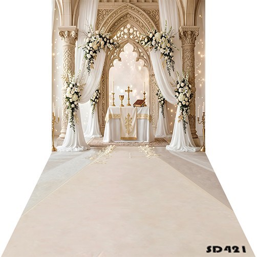 10’x20’Floral Church Wedding Scenic Microfiber Fabric background backdrop SD421