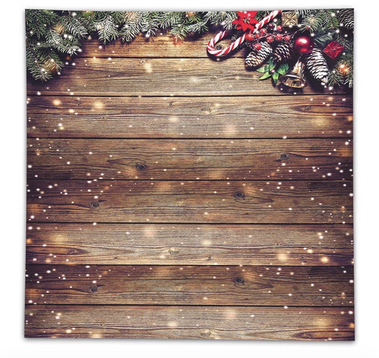 8 x 10 ft Snowflake Gold Glitter Wood Wall Holiday Photography Backdrop