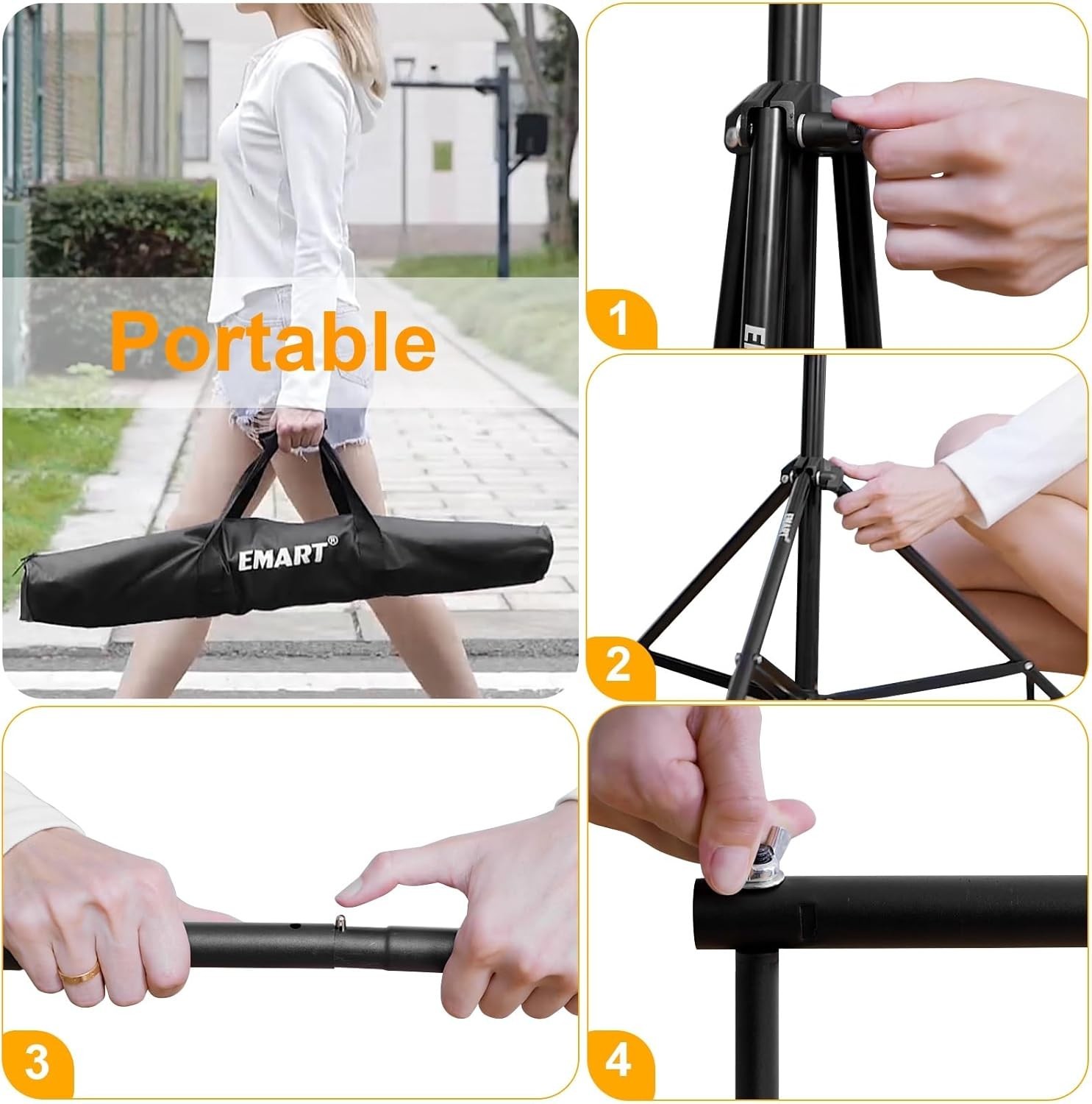 Photo Backdrop Stand kit, 8.5 x 10 ft Back Drop Adjustable Frame for Photogra…