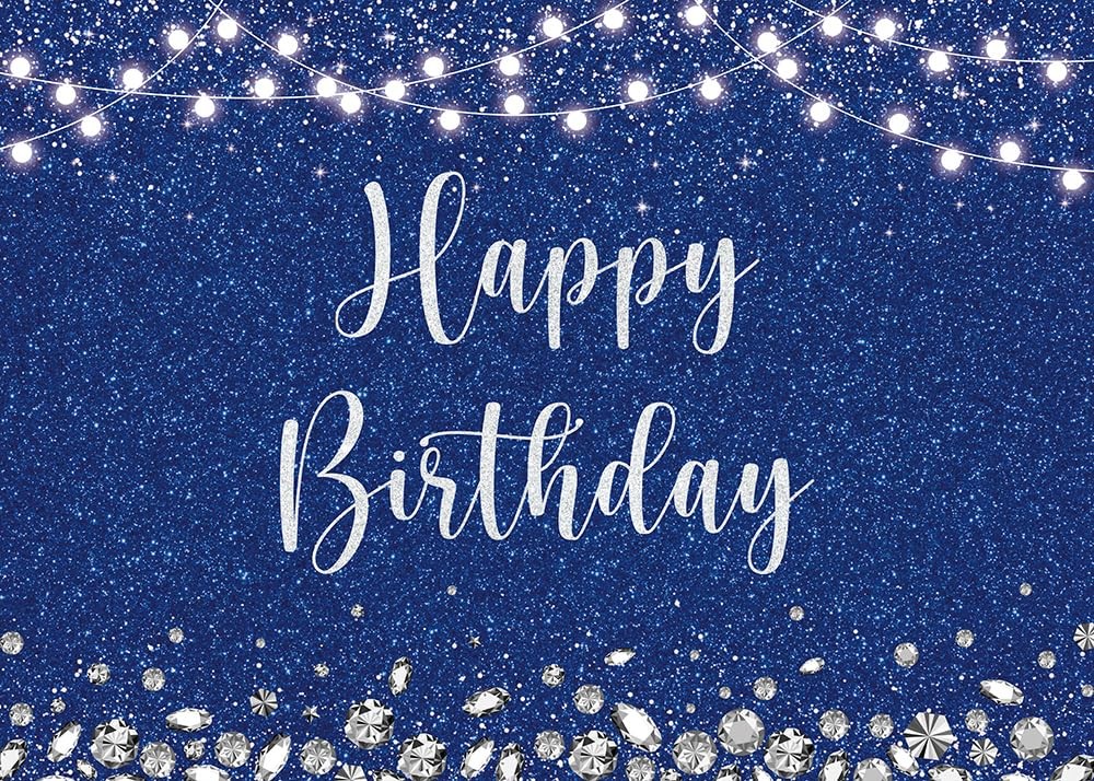 Royal Blue Photography Backdrop 7x5FT Girls Happy Birthday Studio Glitter Silver