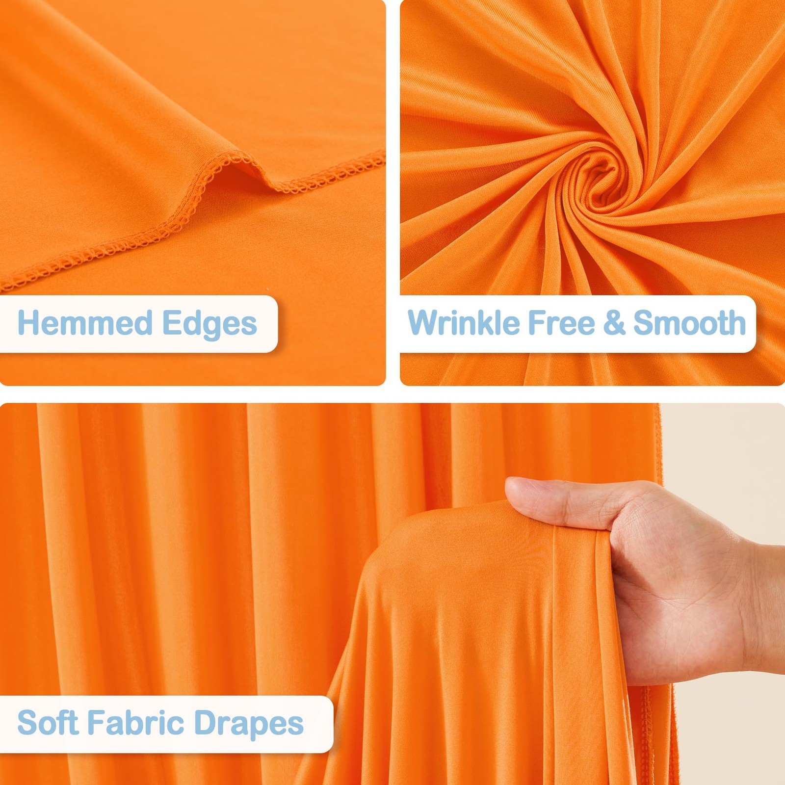 10 Panles Orange Backdrop Curtains – Wrinkle W4′ x H10′(10 panels),
