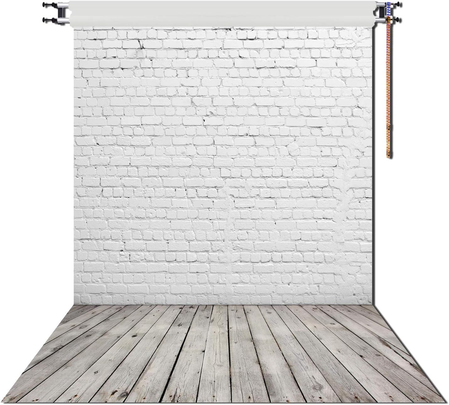 High-Quality 5x7ft Brick Wall with Gray Wooden Floor Photography Backdrop