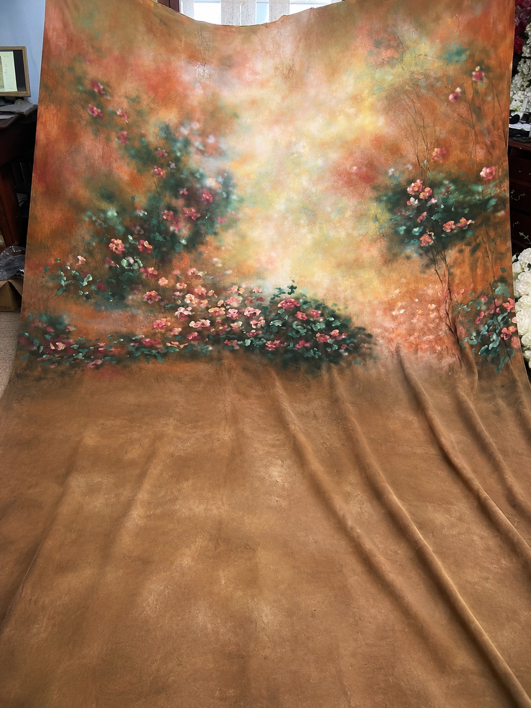 10*20 Ft Muslin 100% Airbrush Painted Romantic garden studio Background 10-040