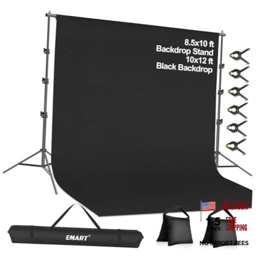 8.5 x 10 ft Adjustable Photo 8.5*10ft Backdrop Stand Black(10*12ft Backdrop)