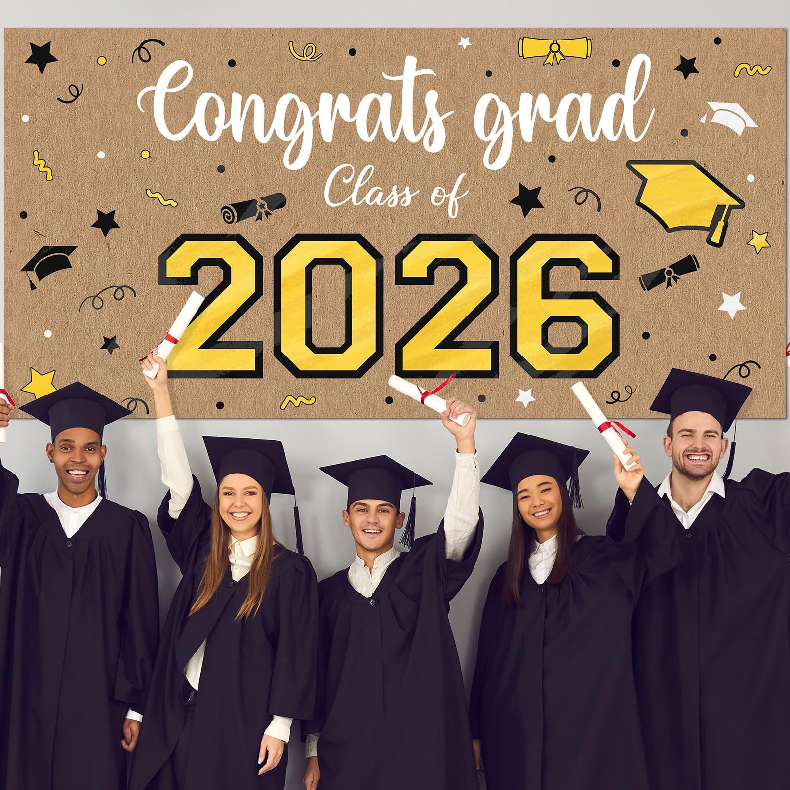 Kraft Paper Graduation Banner, 62″ x 31″ Large Congratulations Graduate Party…