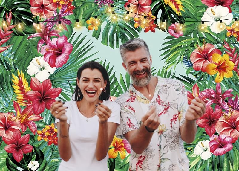 Tropical Palm Leaves Backdrop Floral Summer Jungle 7x5FT, green