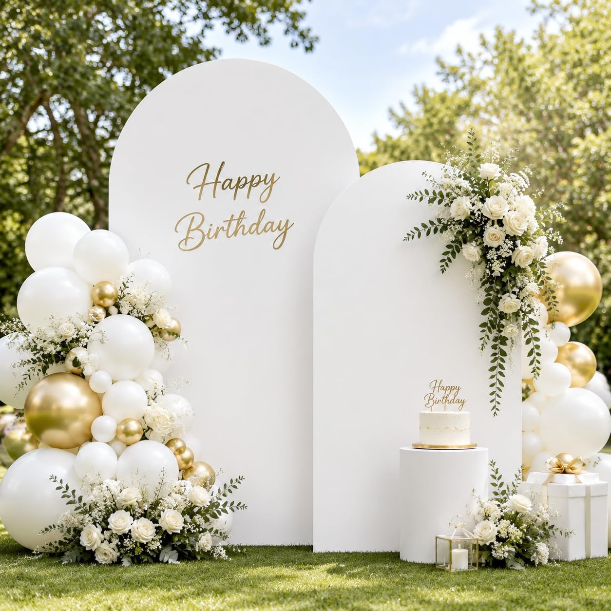 White Arch Cover Set of 2 Wedding Arch Backdrop Cover 7.2 and 6Ft Baby Shower Ba