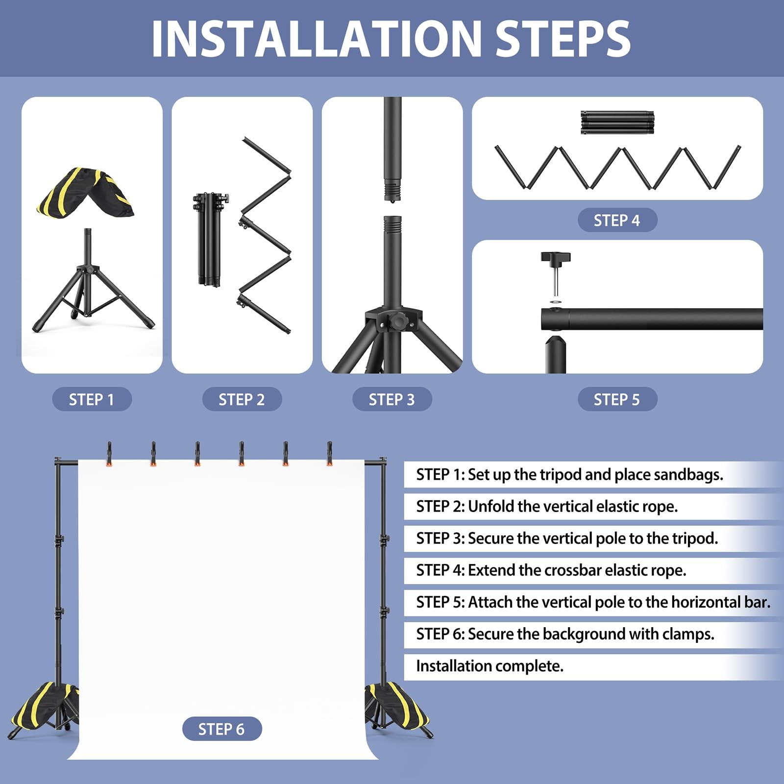 Backdrop Stand 10×7.5ft, Height Adjustable and Width Adjustable Backdrop Stan…