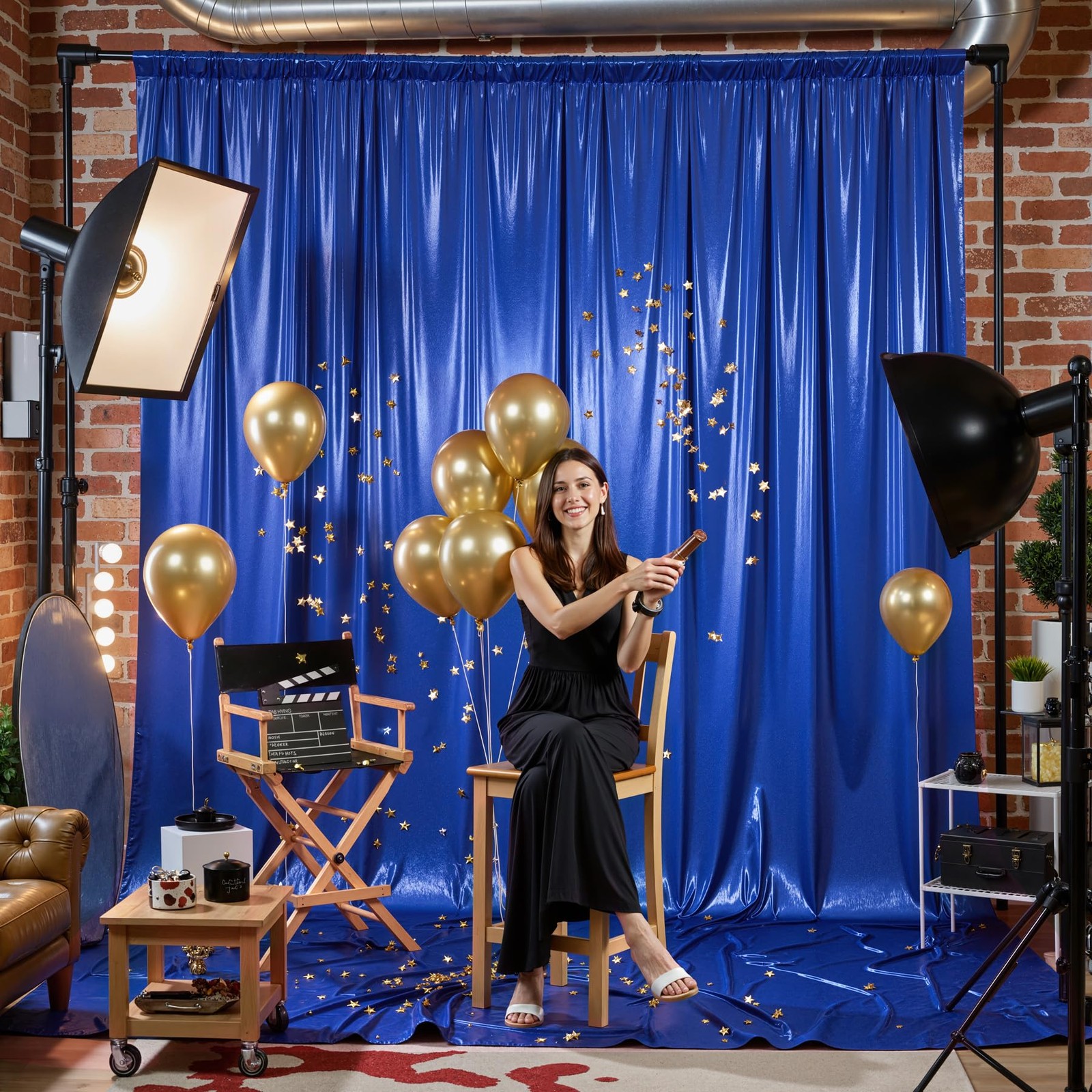 10x12FT Royal Blue Sequin Backdrop Curtain for Party – 2 Panels 5x12FT Wrinkl…