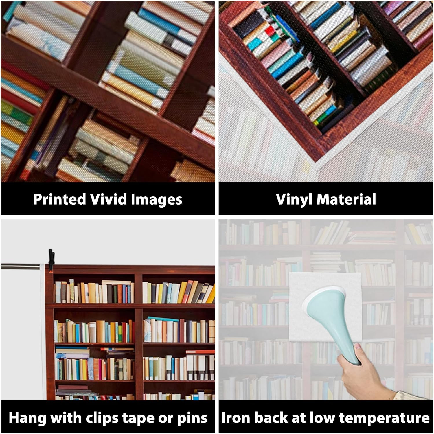 AOFOTO 3X5Ft Bookshelf Background Bookcase Photography Backdrop for Video Record