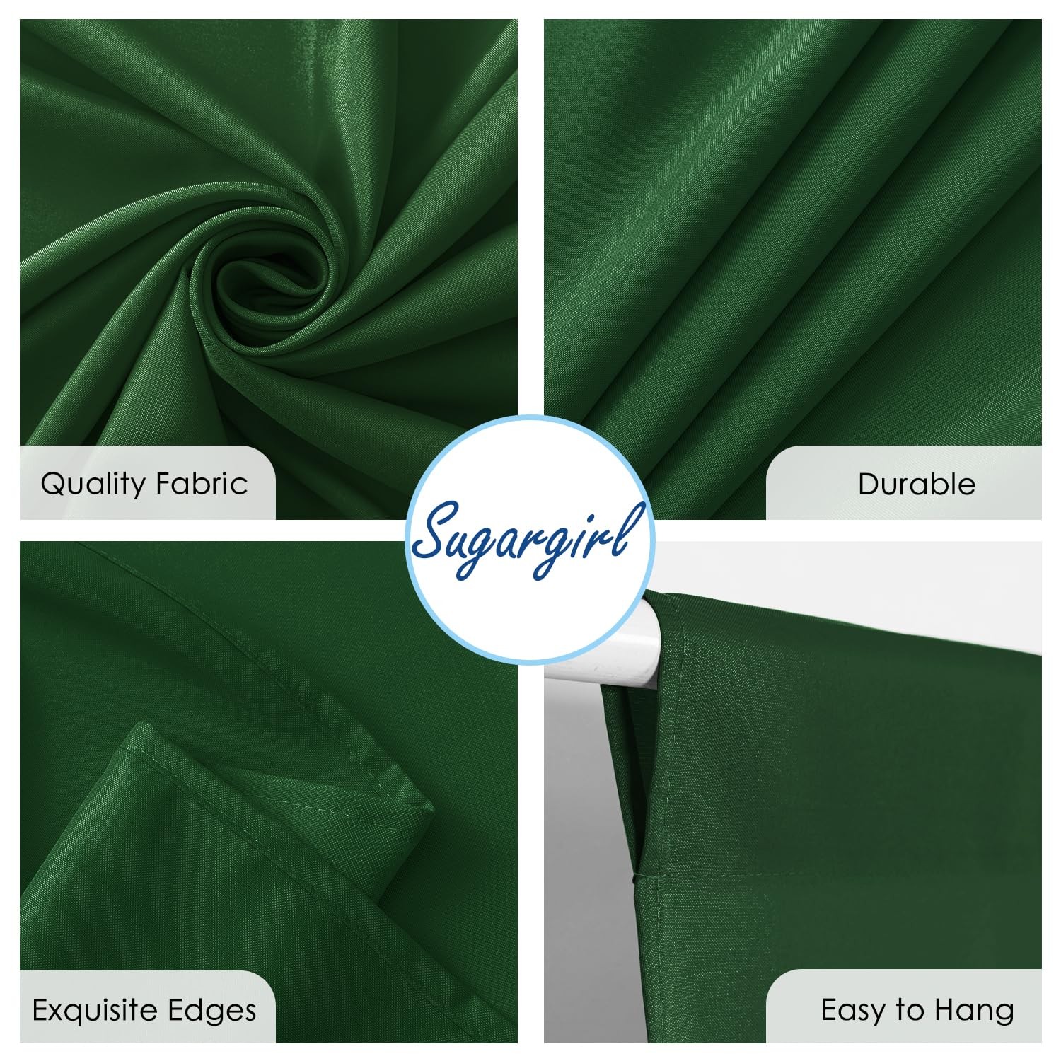 Green Backdrop Curtains 10×10 Ft Polyester Photo Drapes Rod Pocket 2 Panels