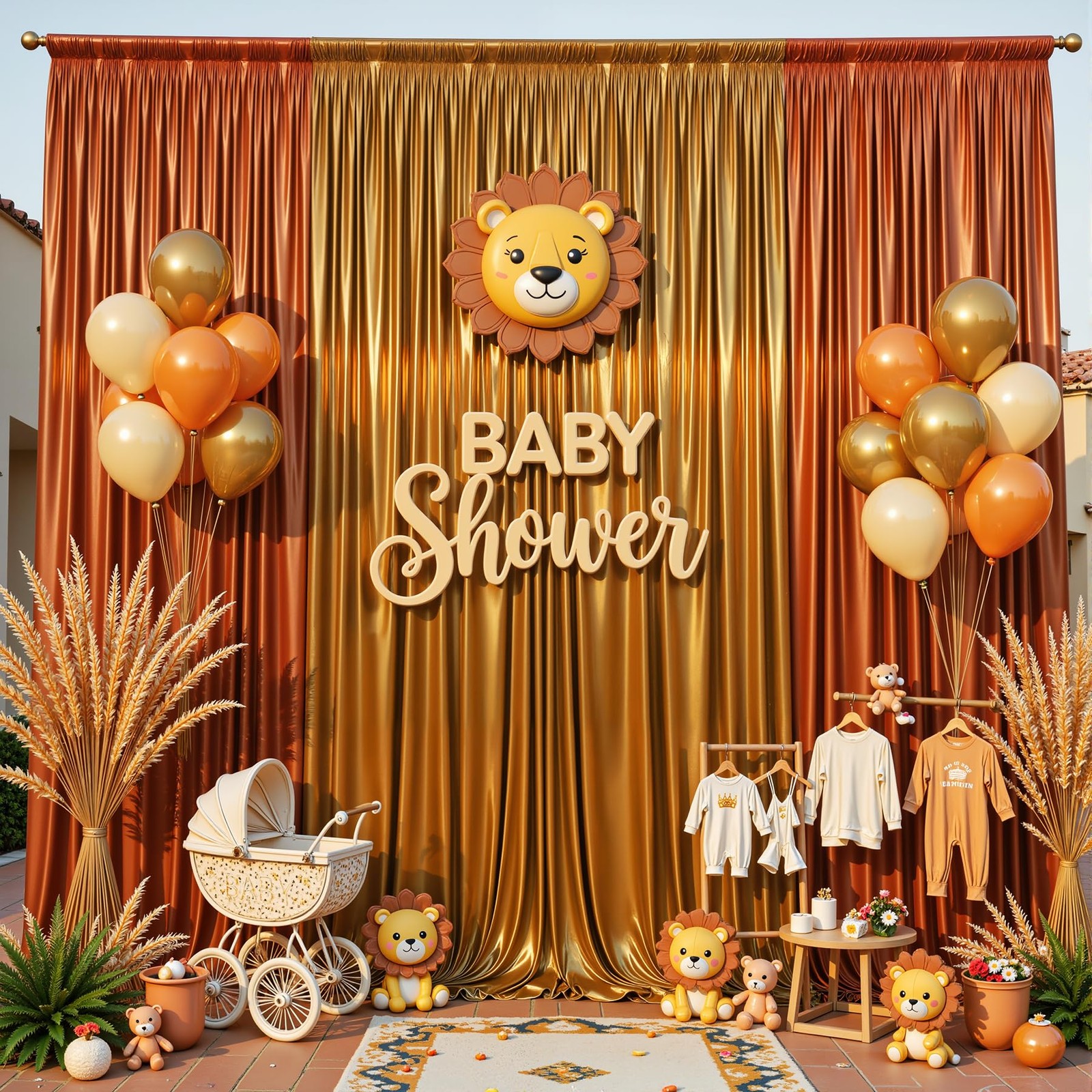 40x10ft Terracotta Glitter Backdrop Curtain W5 x H10′(8 Panels),