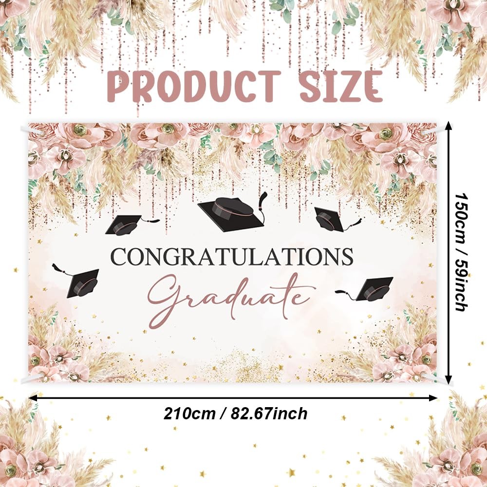 7x5ft Congratulations Graduate Backdrop Congrats Grad Banner Boho Graduation Dec