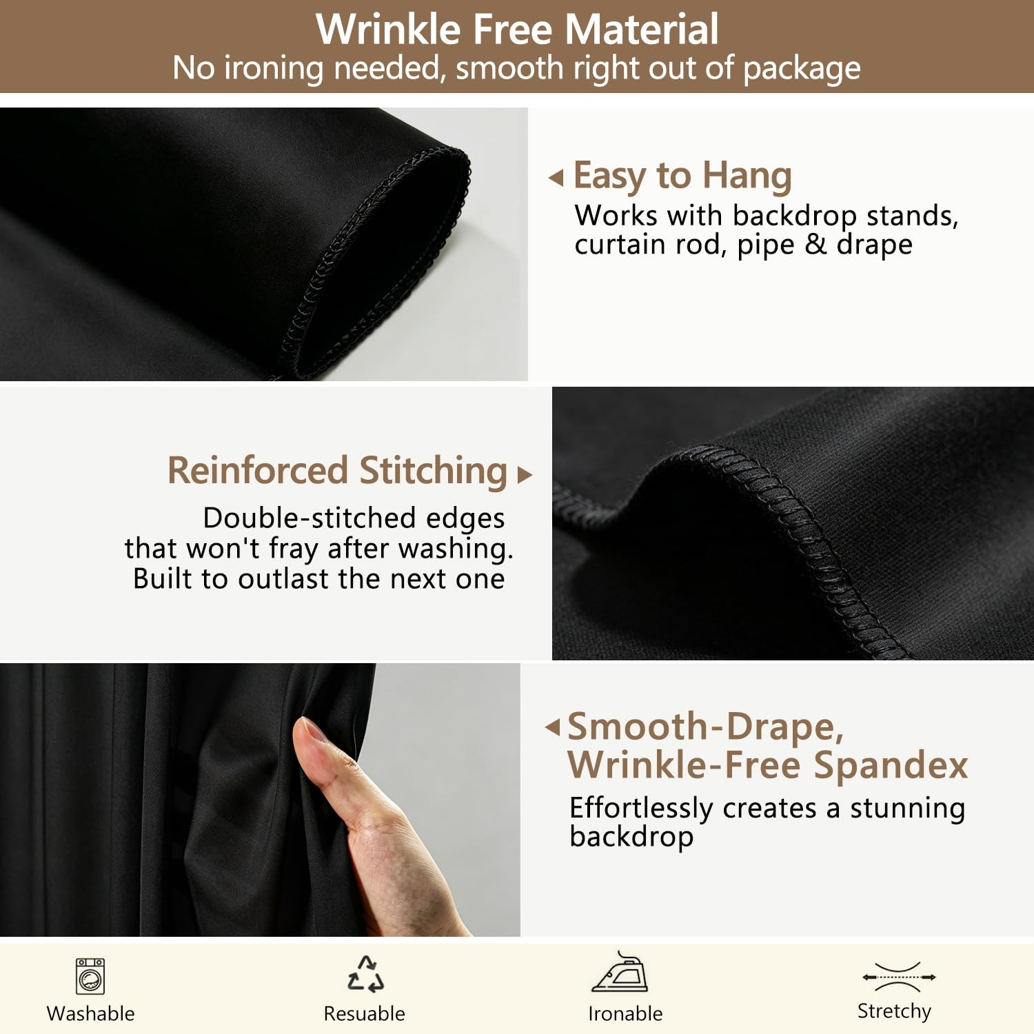 4 PCS 20×10 FT Black Backdrop Curtains Wrinkle Free Photo Draping Background