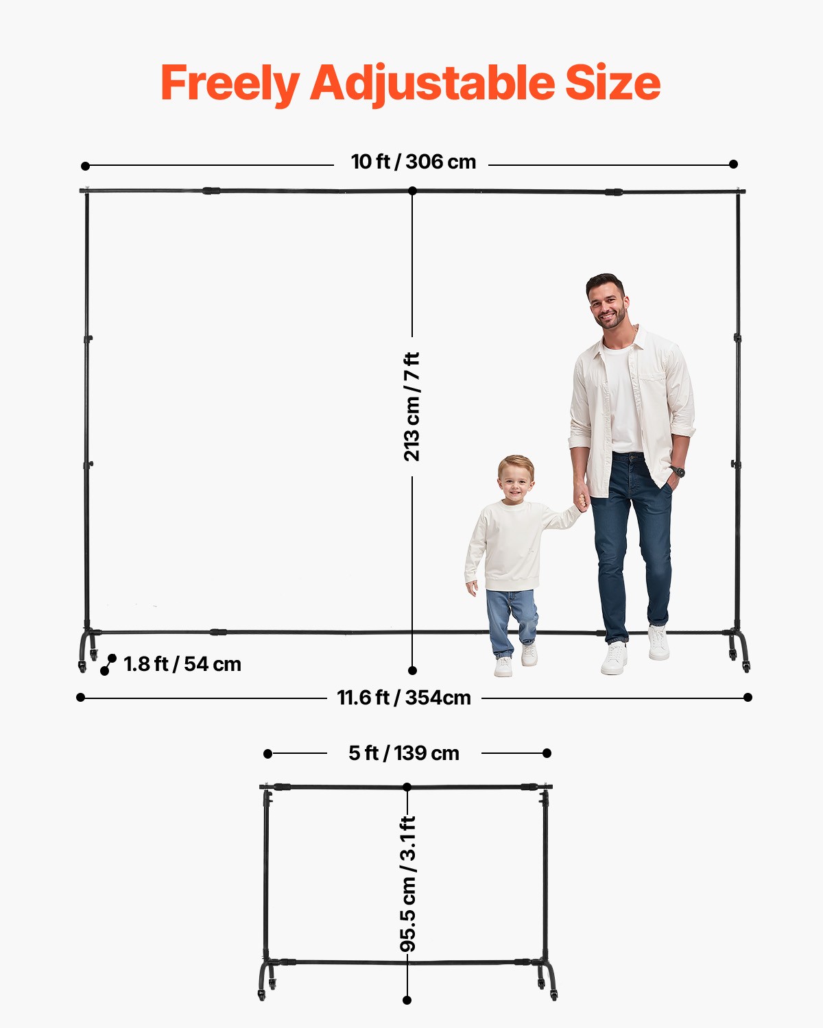 VEVOR Backdrop Stand Movable Stand Kit 7 x 10 ft for Party & Photo Video Studio