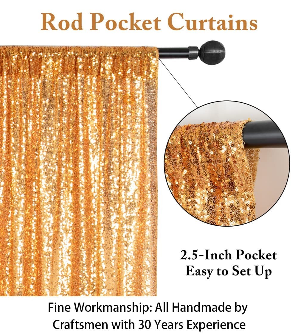 Gold Sequin Backdrop 8x10FT Photo Booth Background Christmas Curtain Decor
