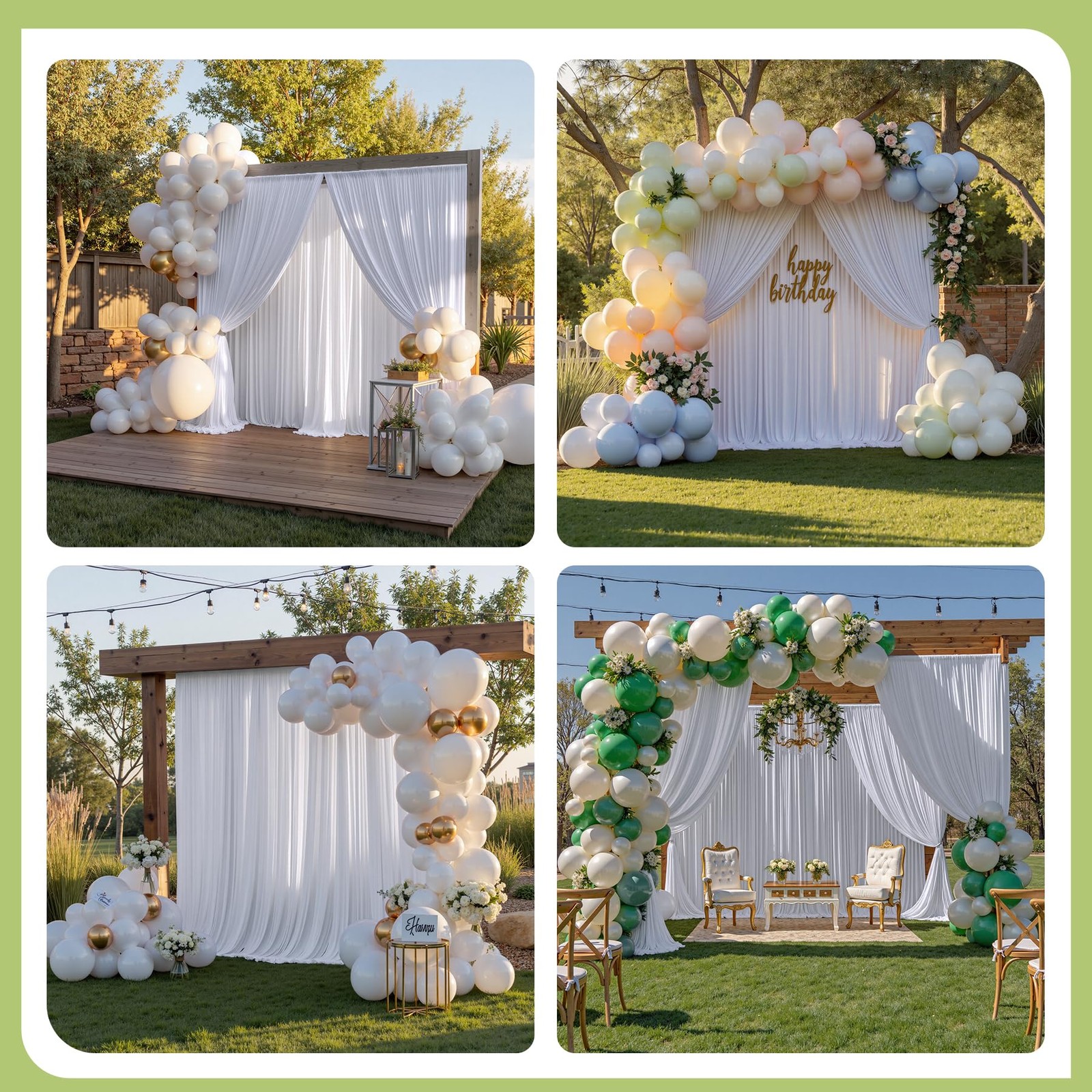 10x12ft White Backdrop Curtain For Wedding 2 PCS Wrinkle Free Photo Drapes