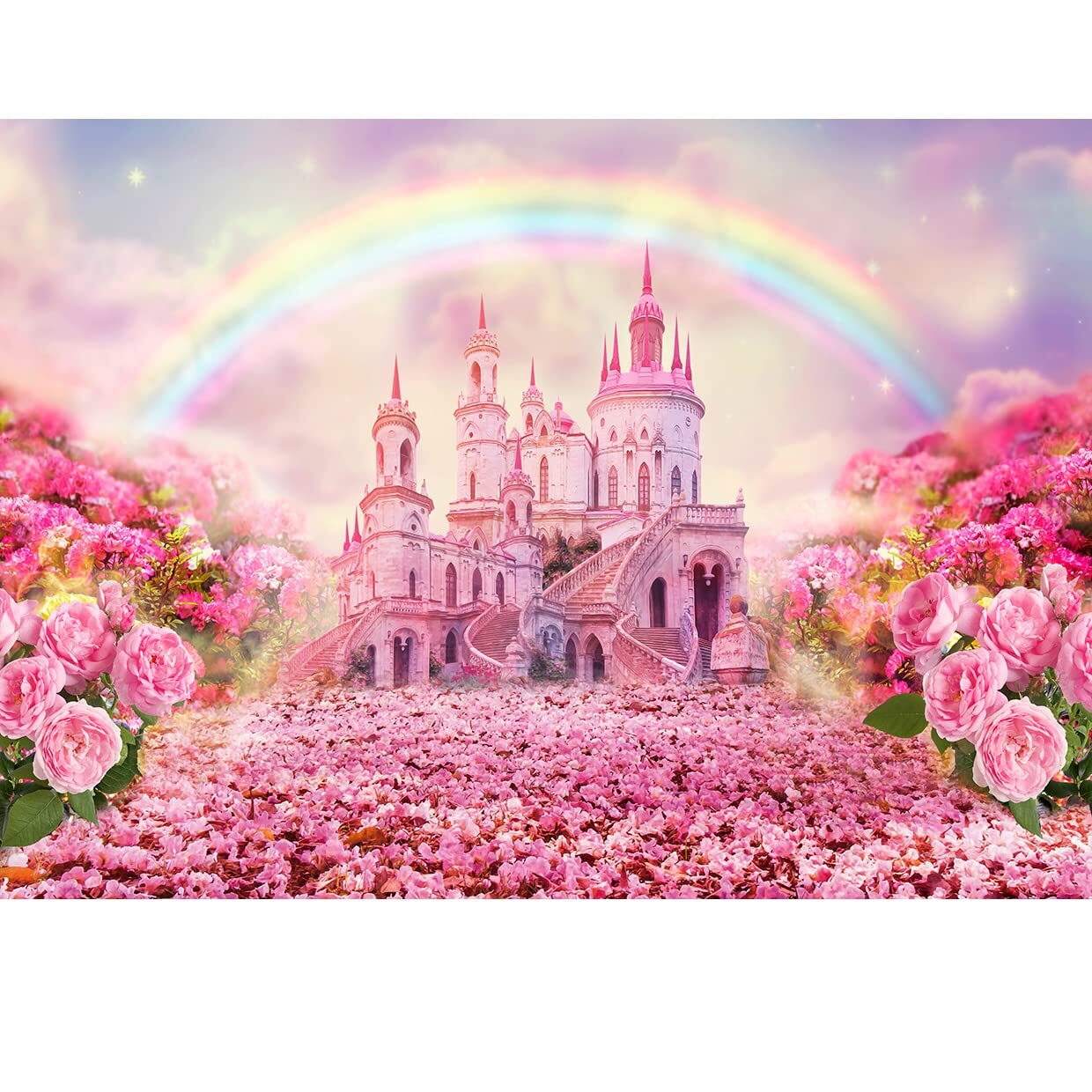 Pink Princess Castle Photography Backdrop for Birthday Baby Shower Newborn