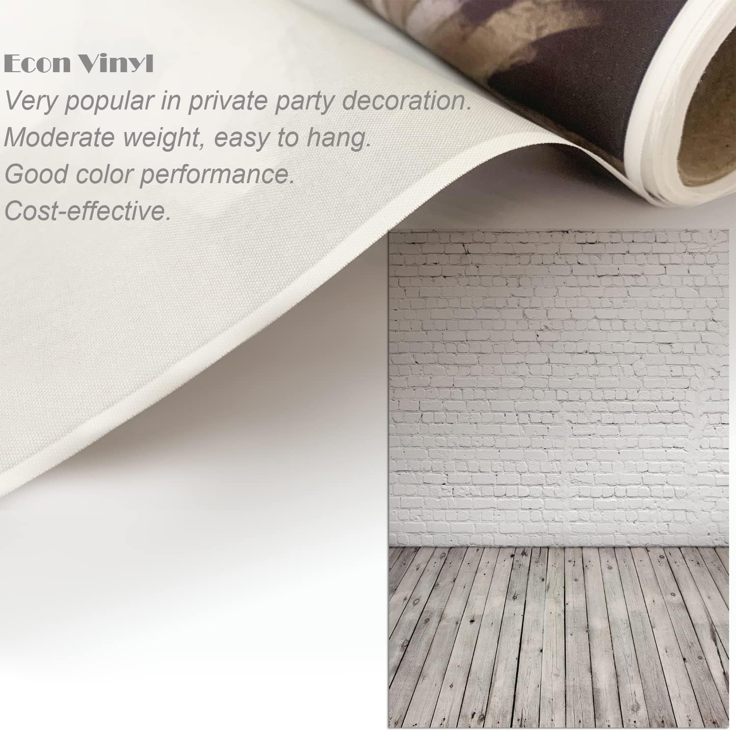 High-Quality 5x7ft Brick Wall with Gray Wooden Floor Photography Backdrop