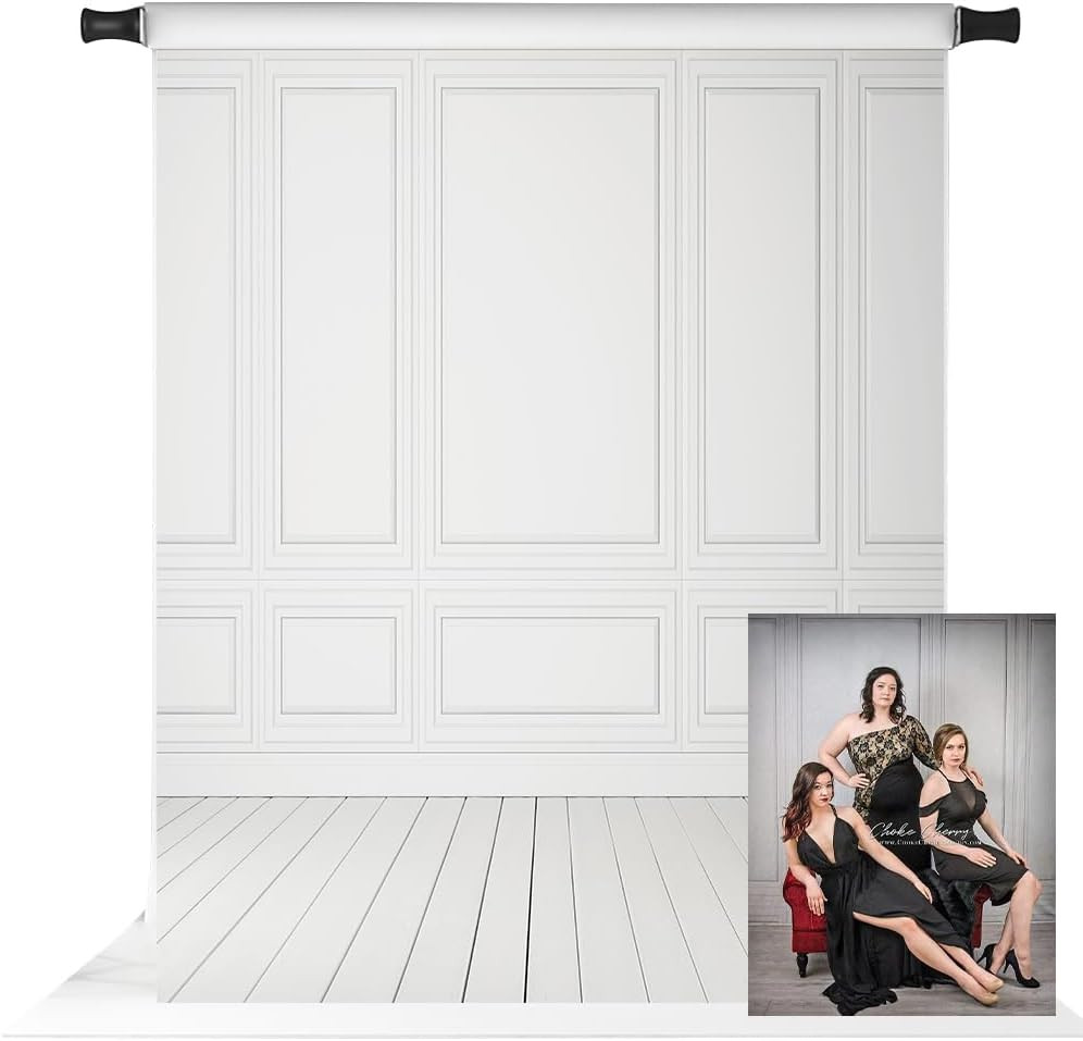 5x7ft White Grey Wall Photography Backdrop Classic Vintage Texture Wood Floor Ba
