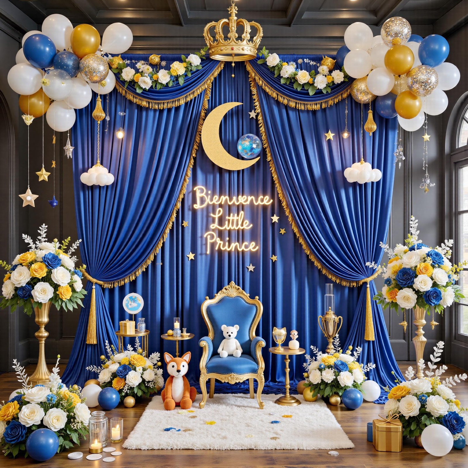 50ft x 12ft Wrinkle Free Royal Blue Backdrop 5FT×12FT_10 Panels,