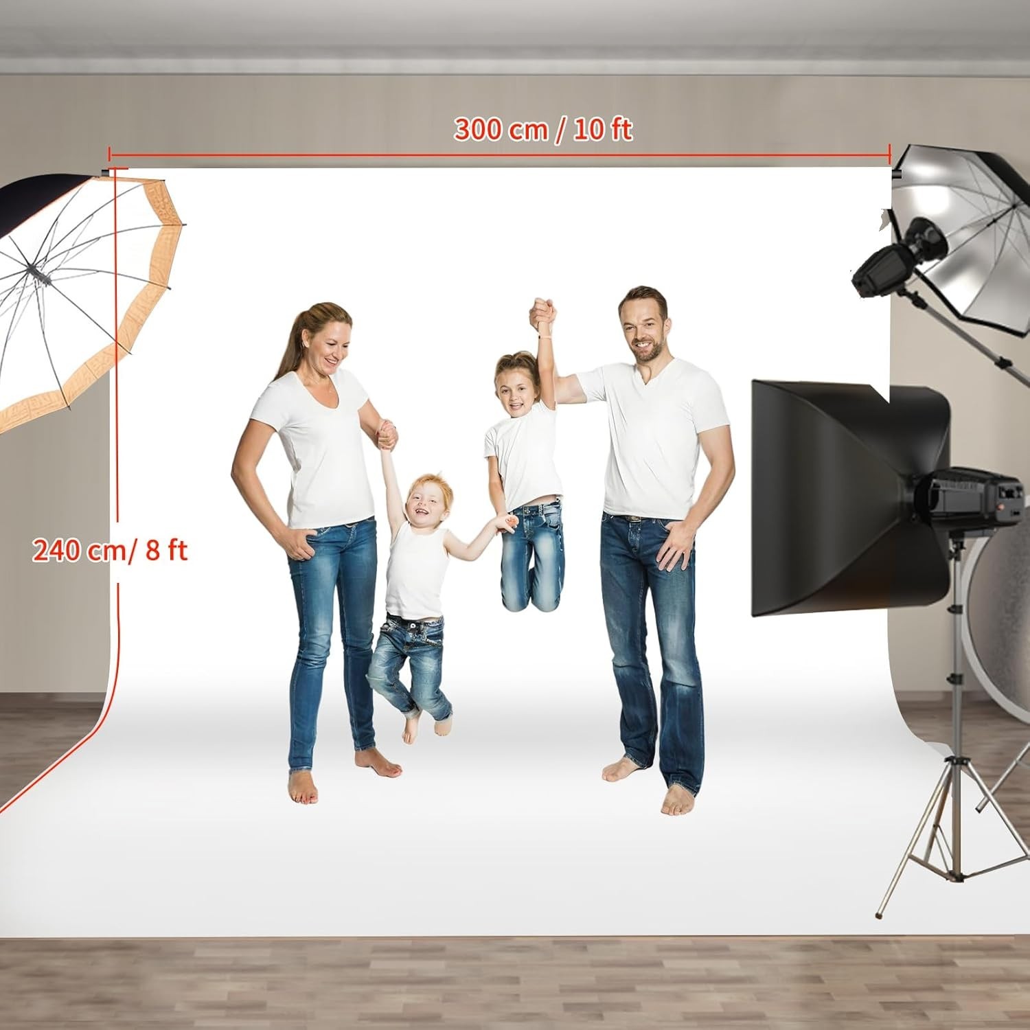 Seamless 10×8 ft White Photo Backdrop for Professional Photography Needs