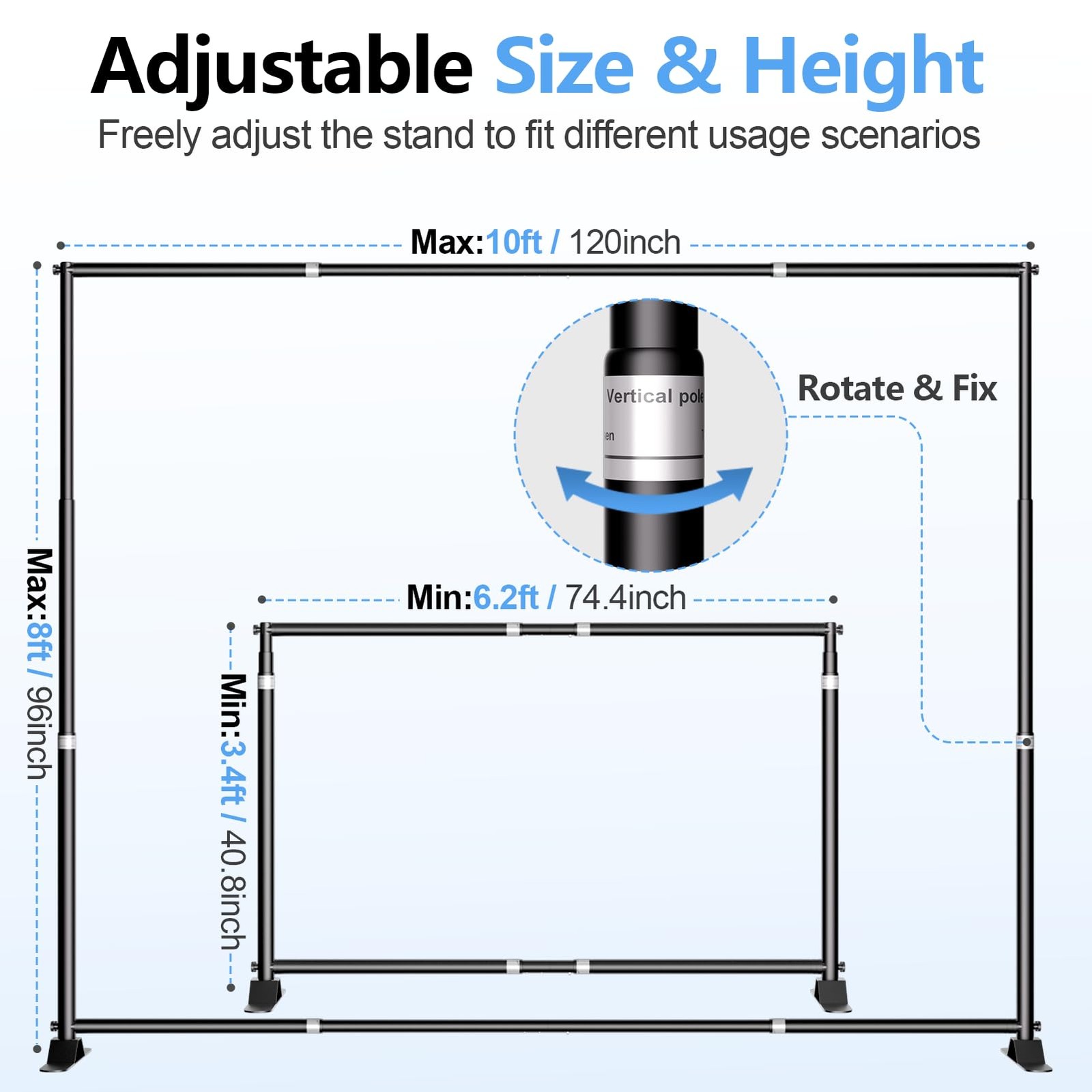 10 x 8FT Backdrop Banner Stand, Heavy Duty Adjustable Photo Background Suppor…