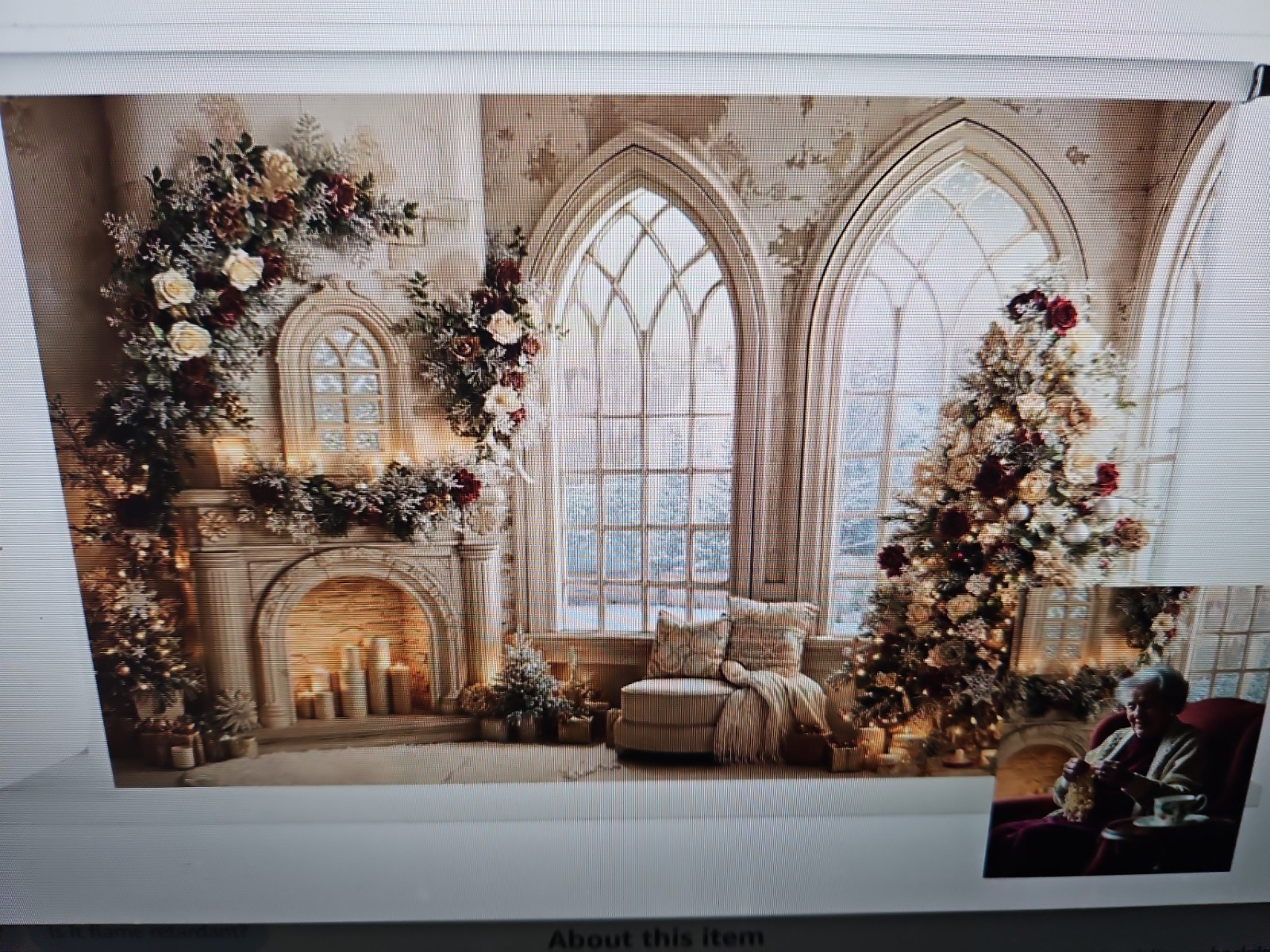 Kate Christmas Fireplace Photography Backdrop Christmas Tree White 10×6.5 Ft