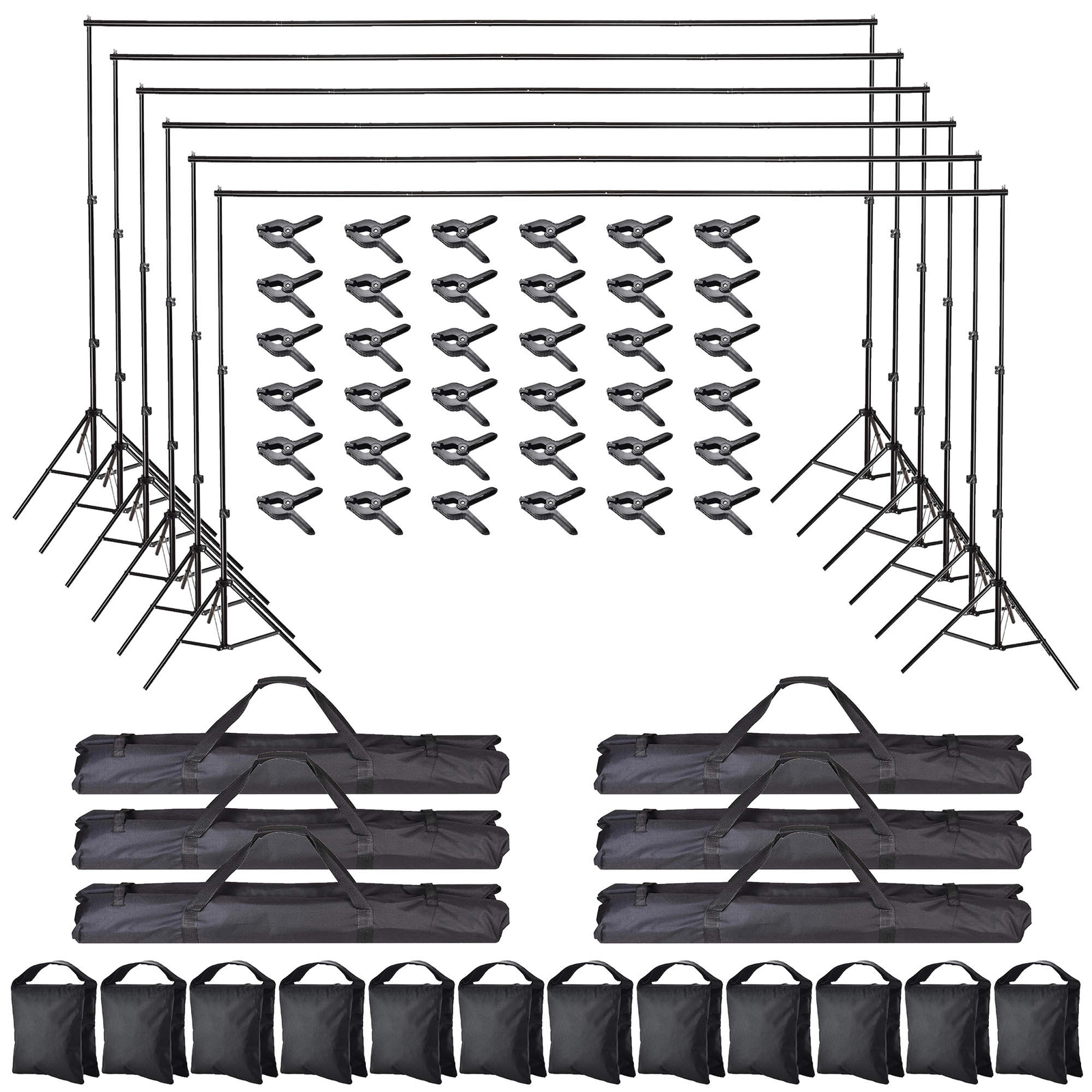 7x10Ft Photography Background Backdrop Support Stand Kit for Live Stream 6 Packs