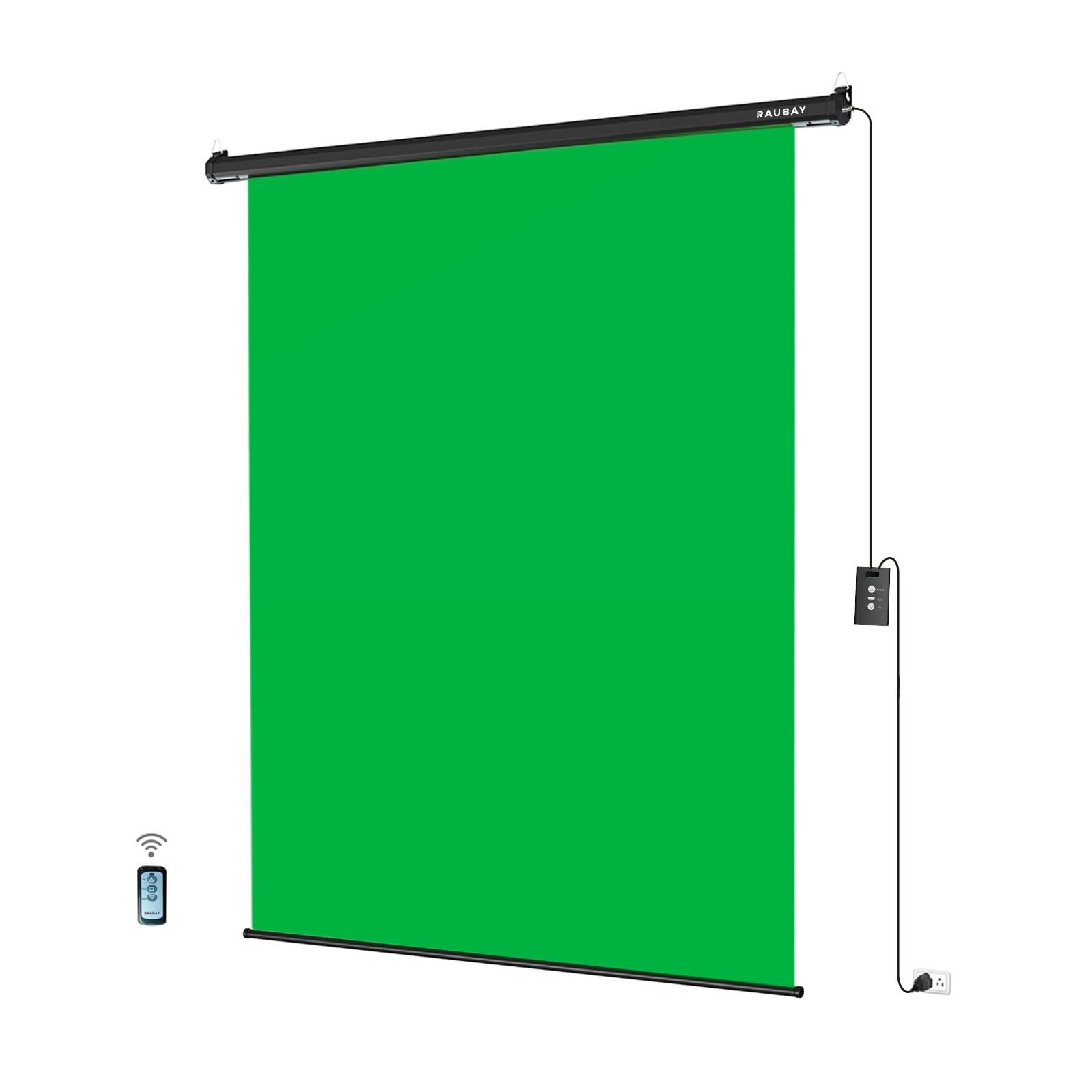 RAUBAY Motorized Pull Down Green Screen – Standard(59.8 x 86.6in),