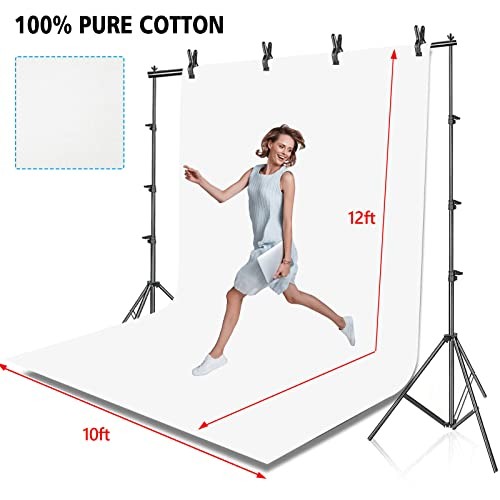 Photo Background Support System with 10 x 10ft Backdrop Stand Kit,10 x12ft