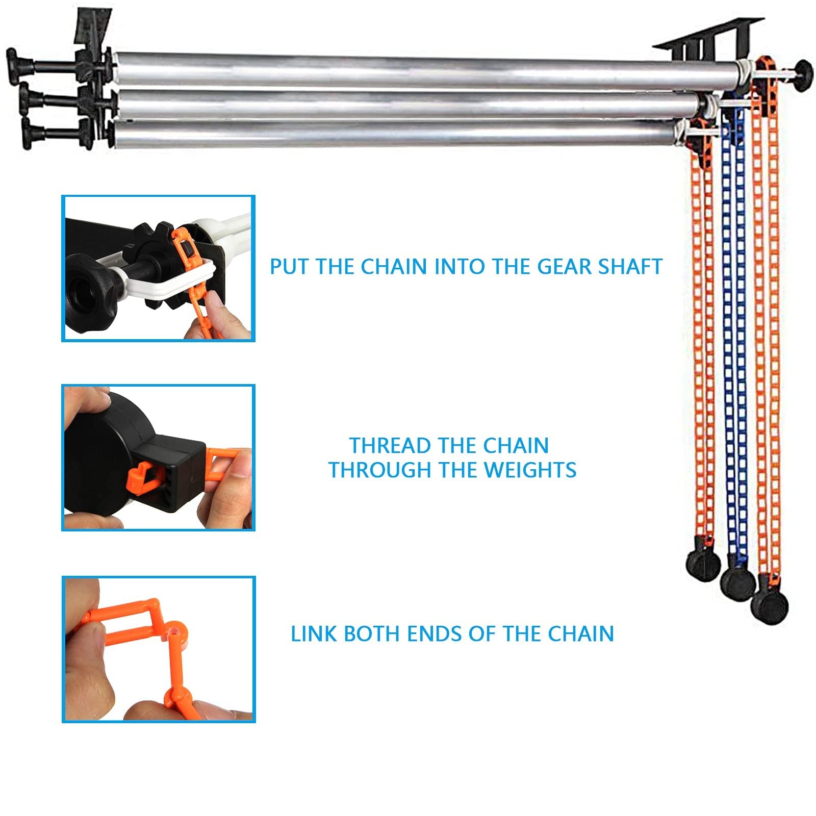 Photography Backdrop Wall Mount 3 Roller Support System, Manual Photo Backgro…