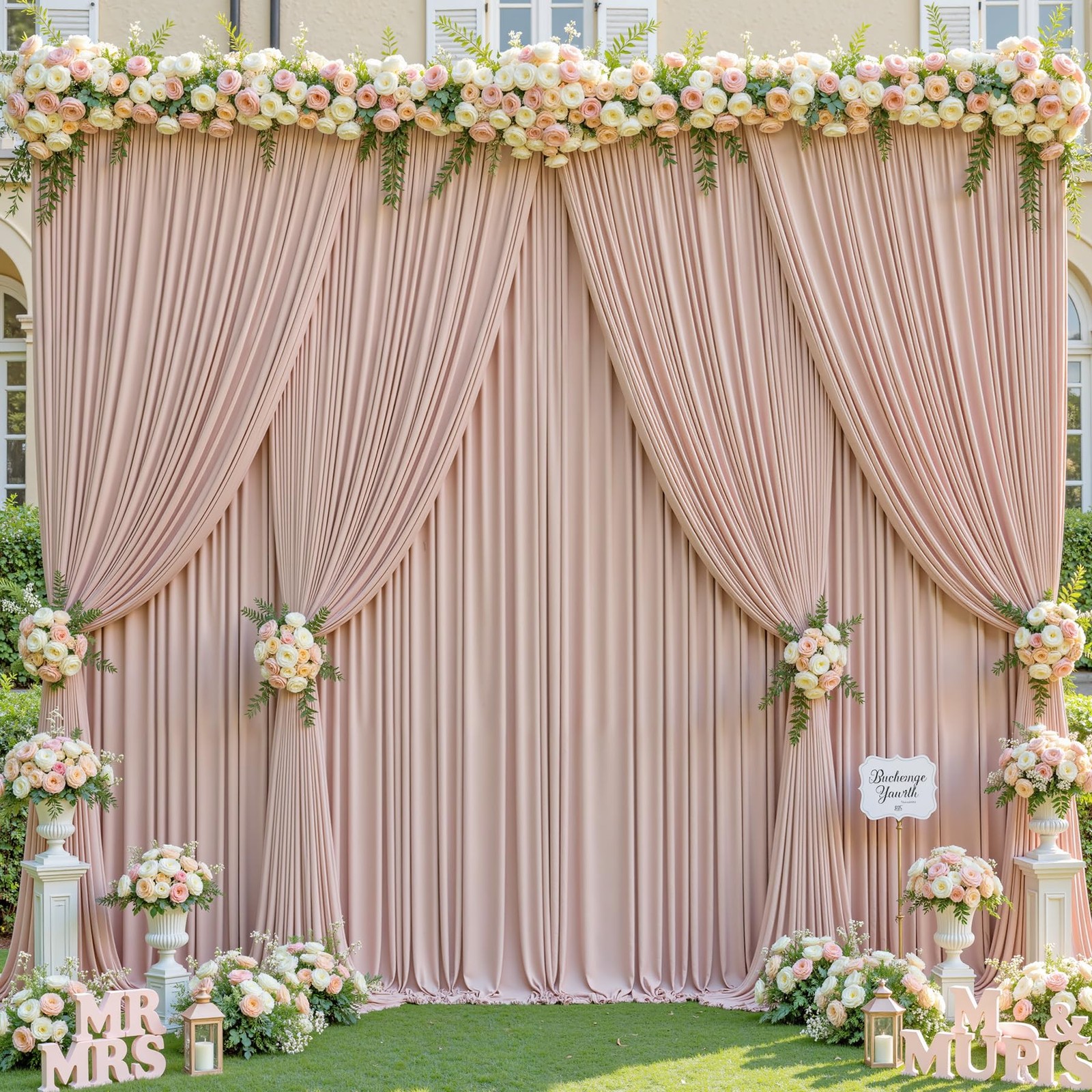40x10FT Nude Backdrop Curtains for Wedding W4′ x H10′(10 Panels),