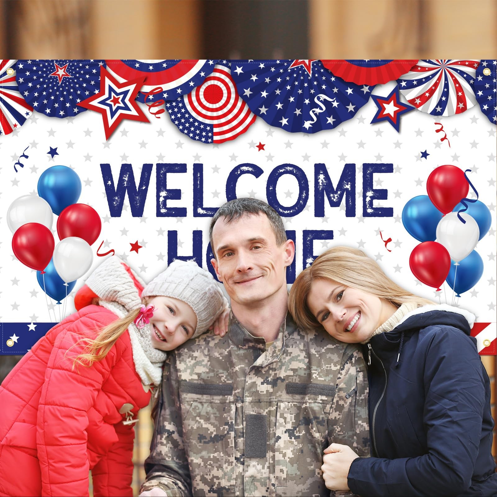Large Welcome Home Banner Military Red White and Blue Welcome Home Decoration fo