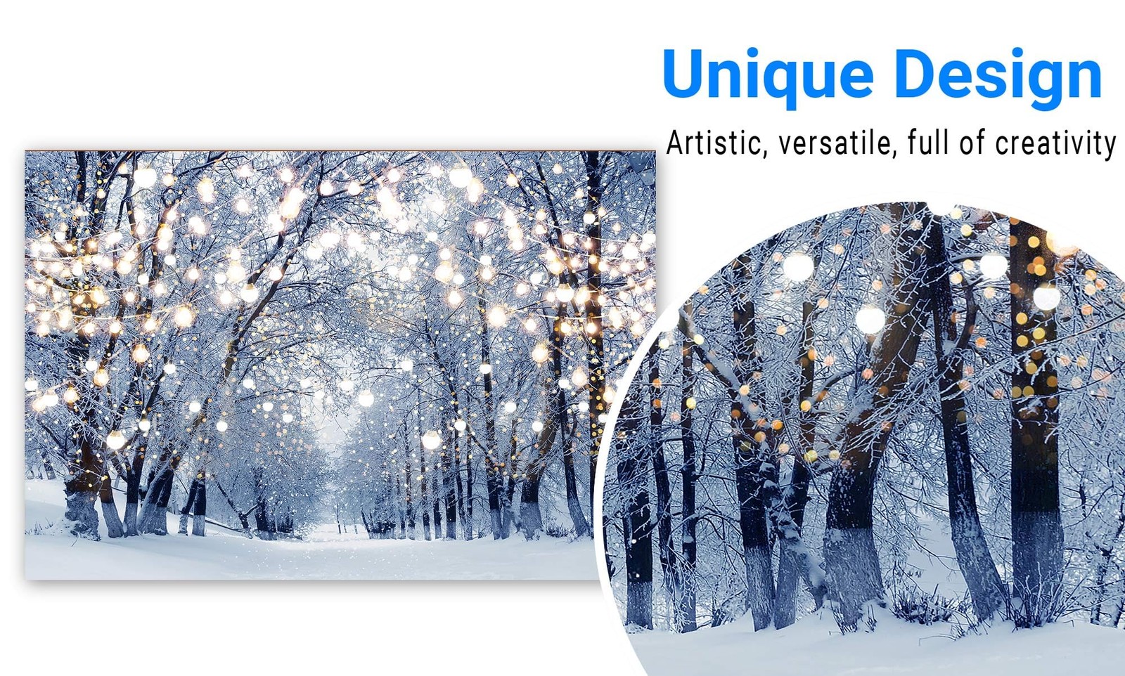 Funnytree 7x5ft Winter Scene Backdrop Wonderland Snowflake 7’x5′, Forest 1
