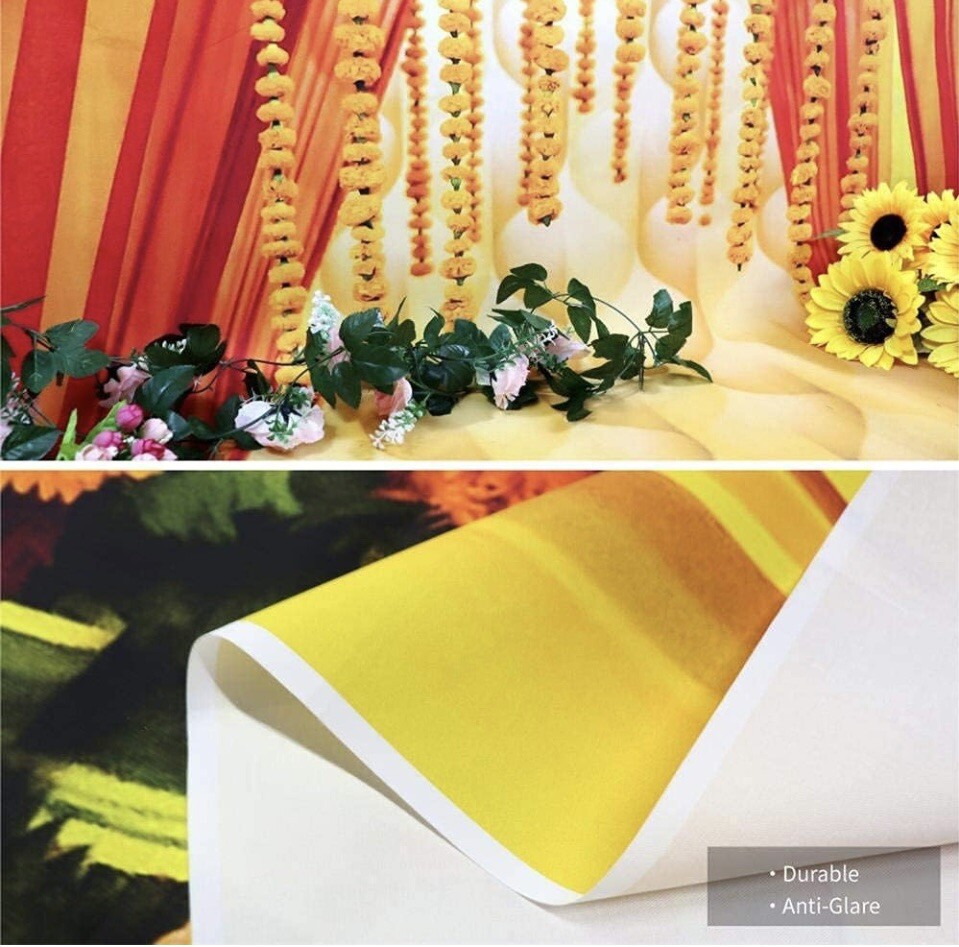 Vibrant Indian Floral Wedding Backdrop -7x6ft- Perfect for Celebrations.