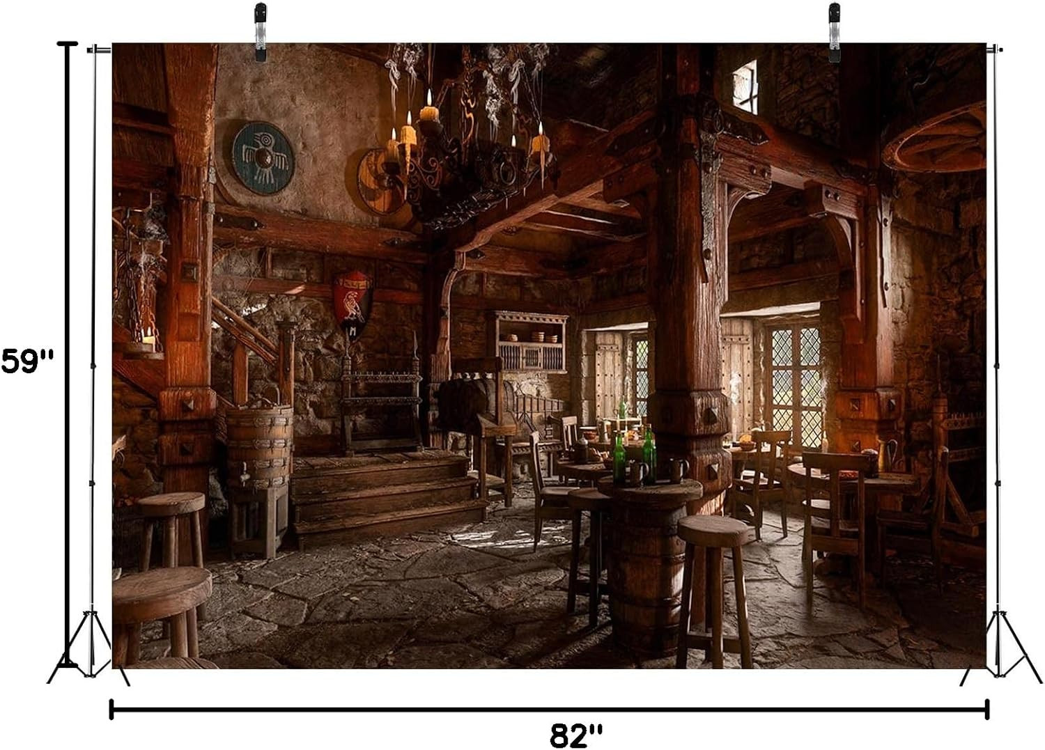 7X5Ft Fabric Medieval Tavern Inn Bar Backdrop for Photography Ancient