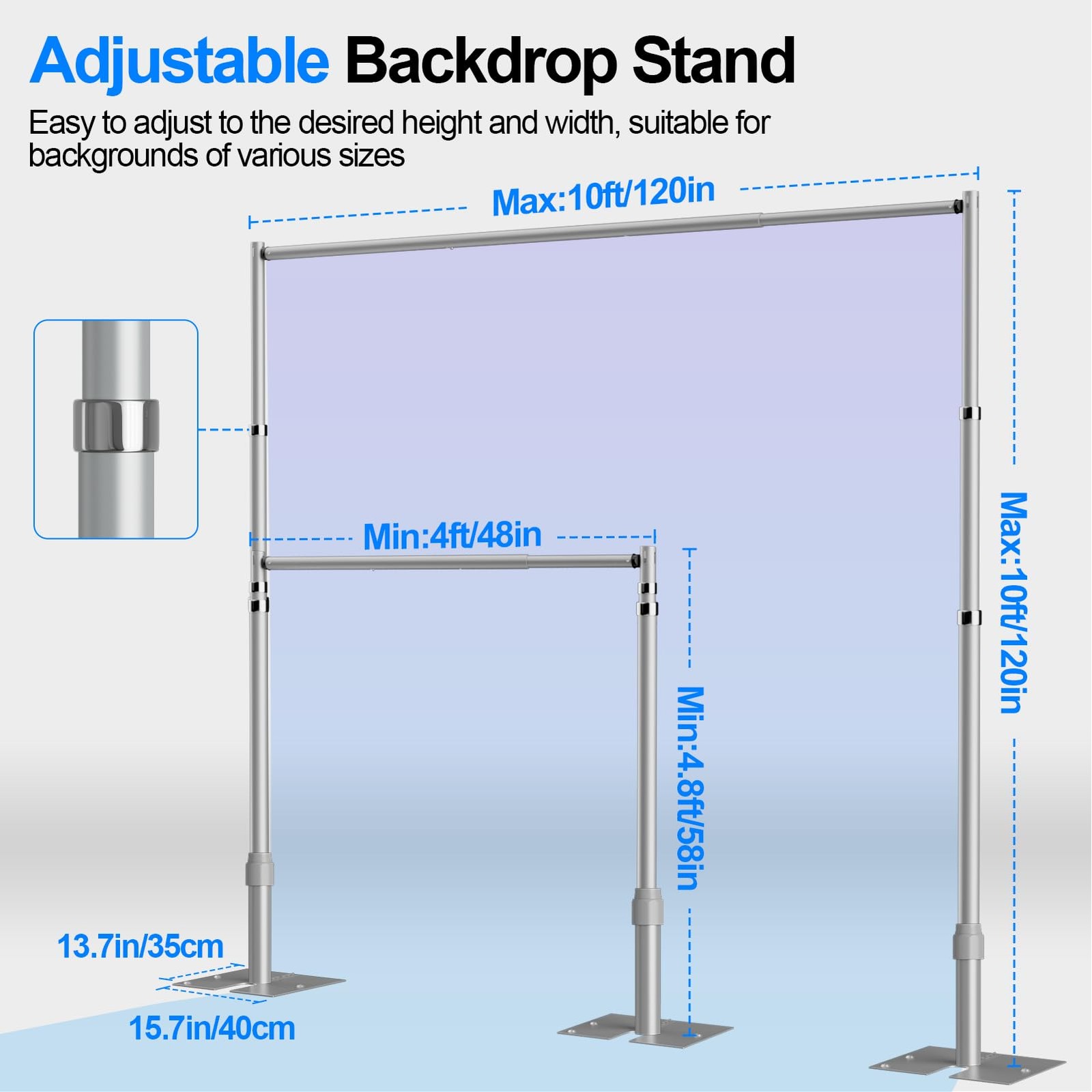 Pipe and Drape Backdrop Stand Kit, 10ftx10ft Heavy Duty Backdrop Stand, Adjus…