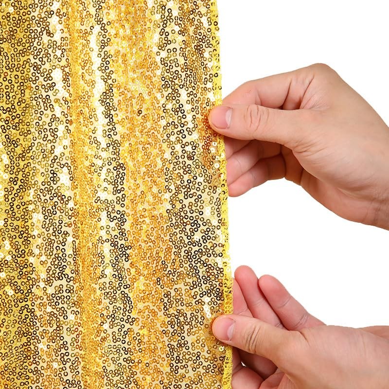 2 Panel 12 inch x 20ft Gold Sequin Wedding Arch Draping Fabric Arbor Backdrop
