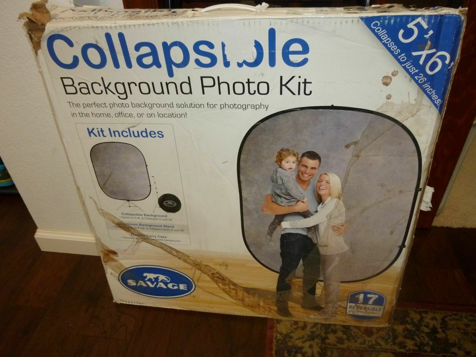 Savage Collapsible/Reversible Background 5×6 ft Kit w/Stand – Green/Blue