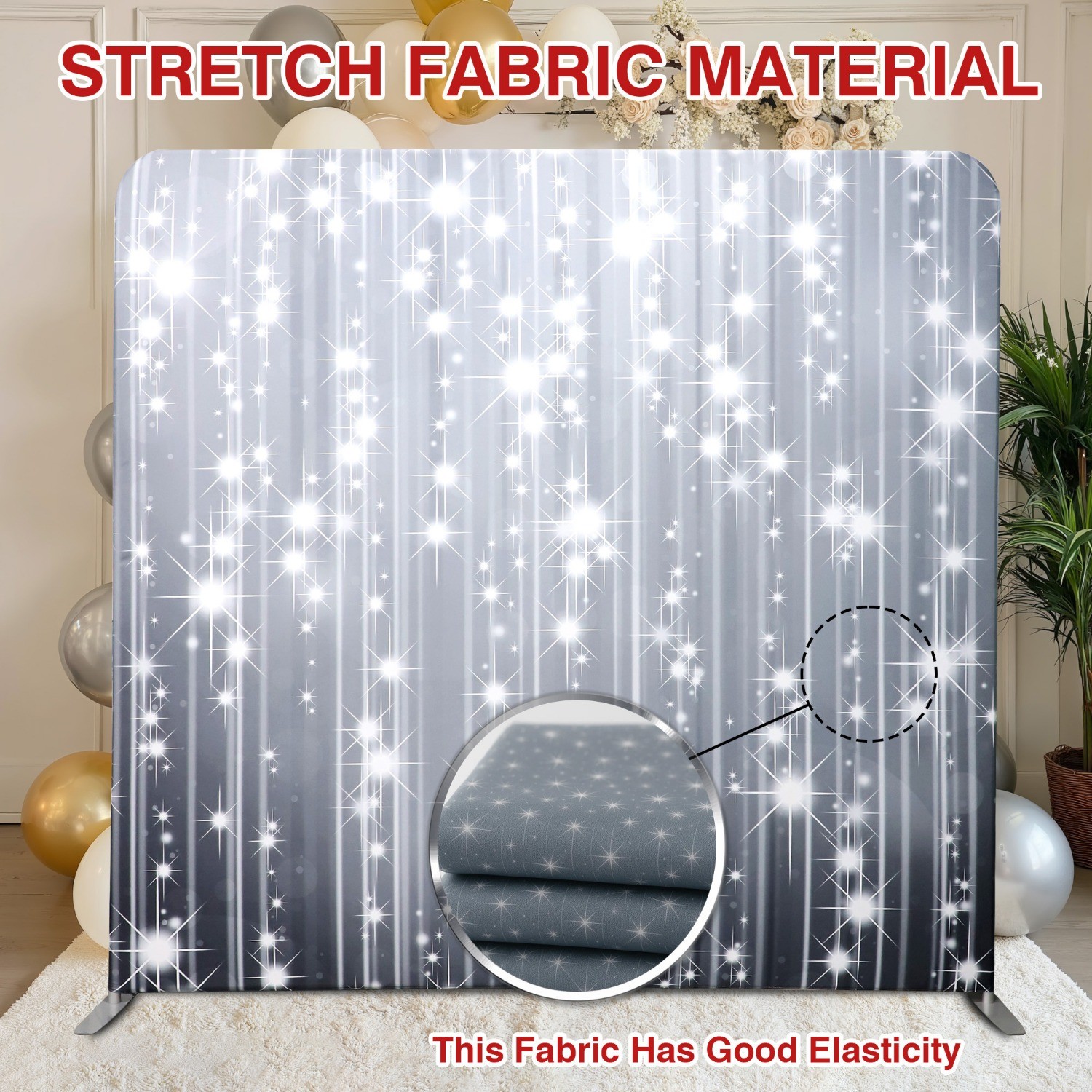 8×8 FT Tension Fabric Display Photography Backdrop Stand for Weddings Events