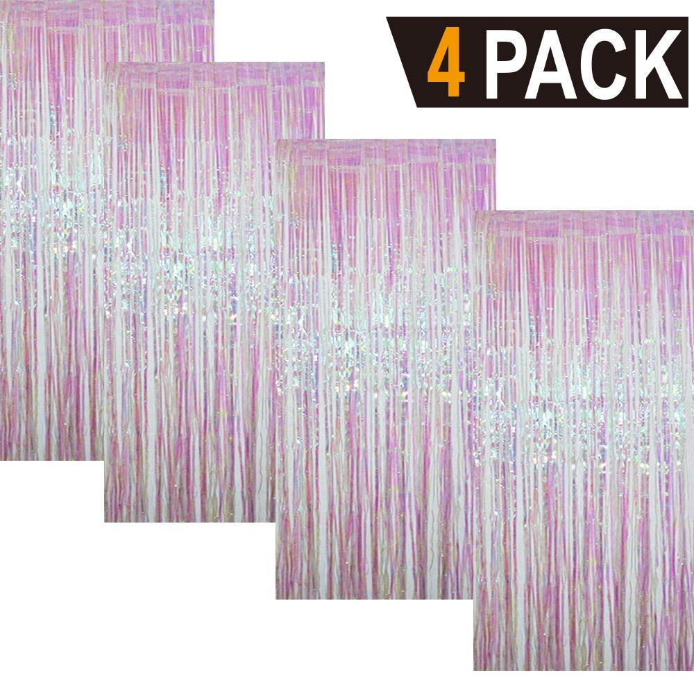 3.2 ft x 9.8 ft Metallic Tinsel Foil Fringe Curtains Party Photo Backdrop Par…