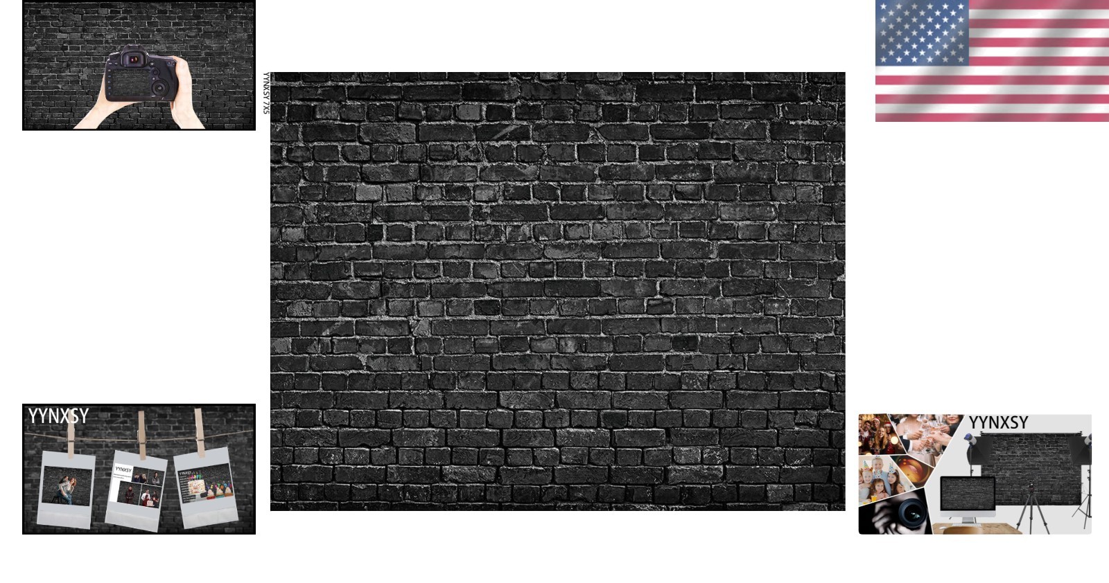 7X5FT Lightweight Black Brick Wall Background – Perfect for Events & Studios