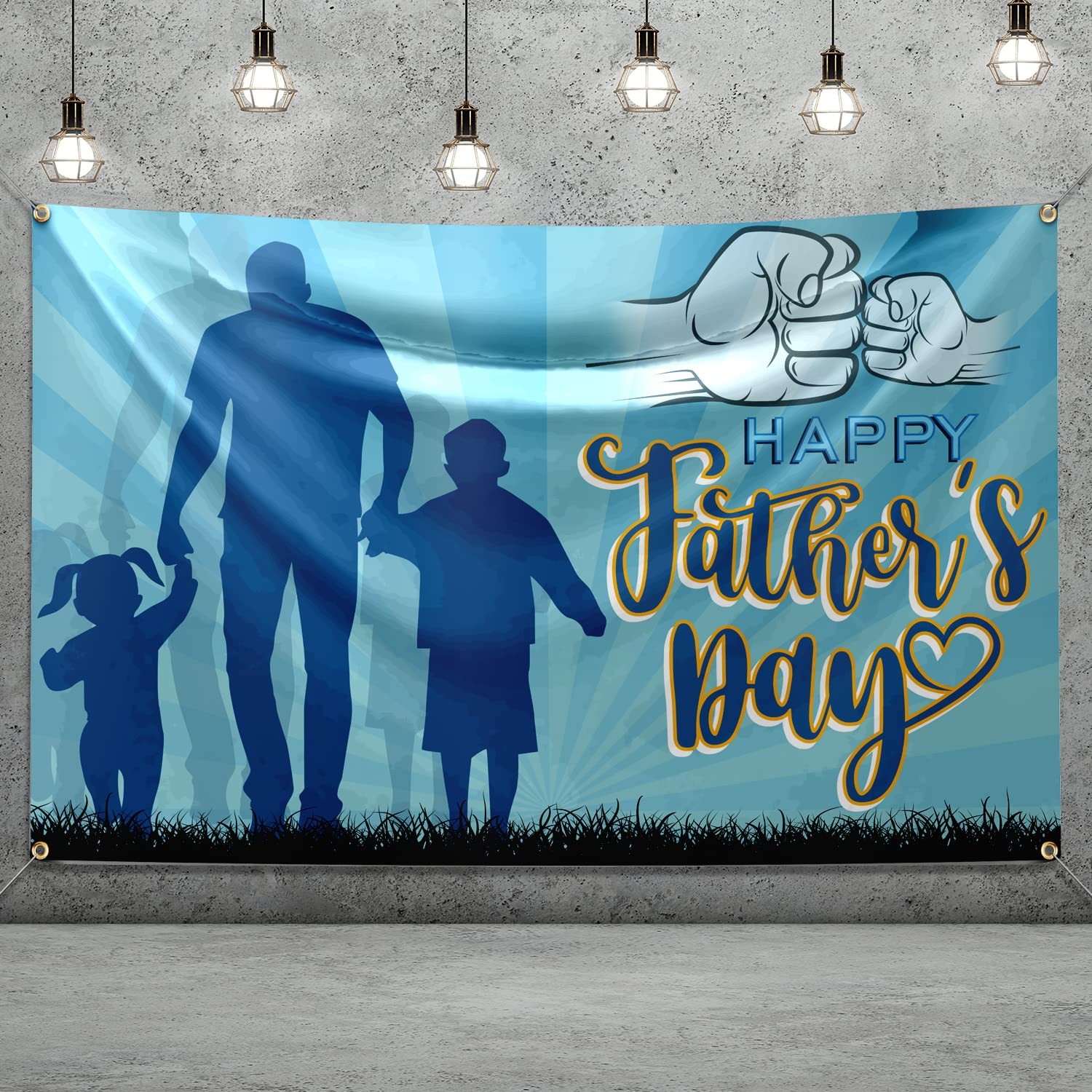 Father Day Decorations-Happy Fathers Day Backdrop,Blue Father Day Backdrops I Lo