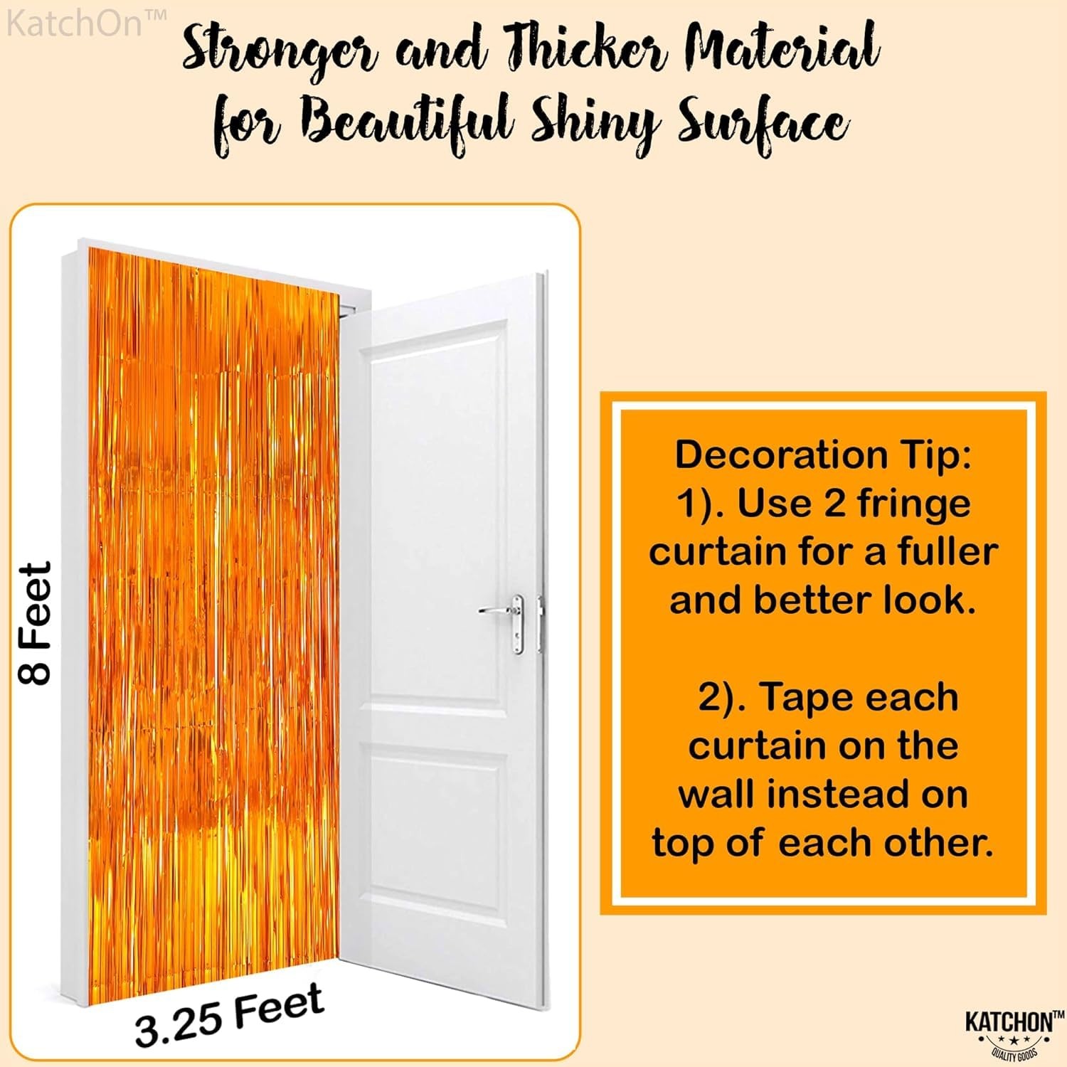 , XtraLarge Orange Fringe Backdrop Curtain – 3.2×8 Feet, Pack of 2 | Orange S…