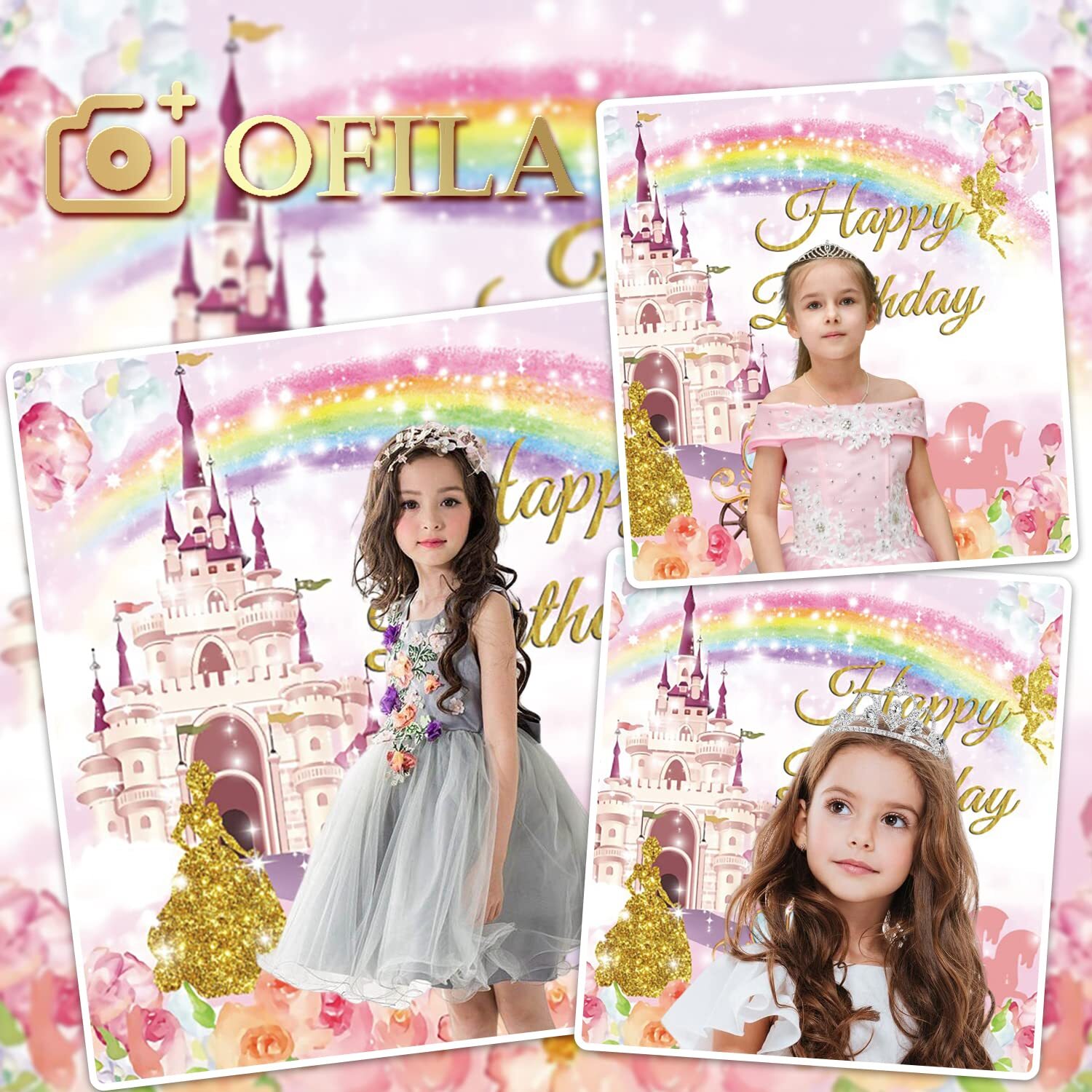 Pink Princess Castle Photography Backdrop for Birthday Baby Shower Newborn