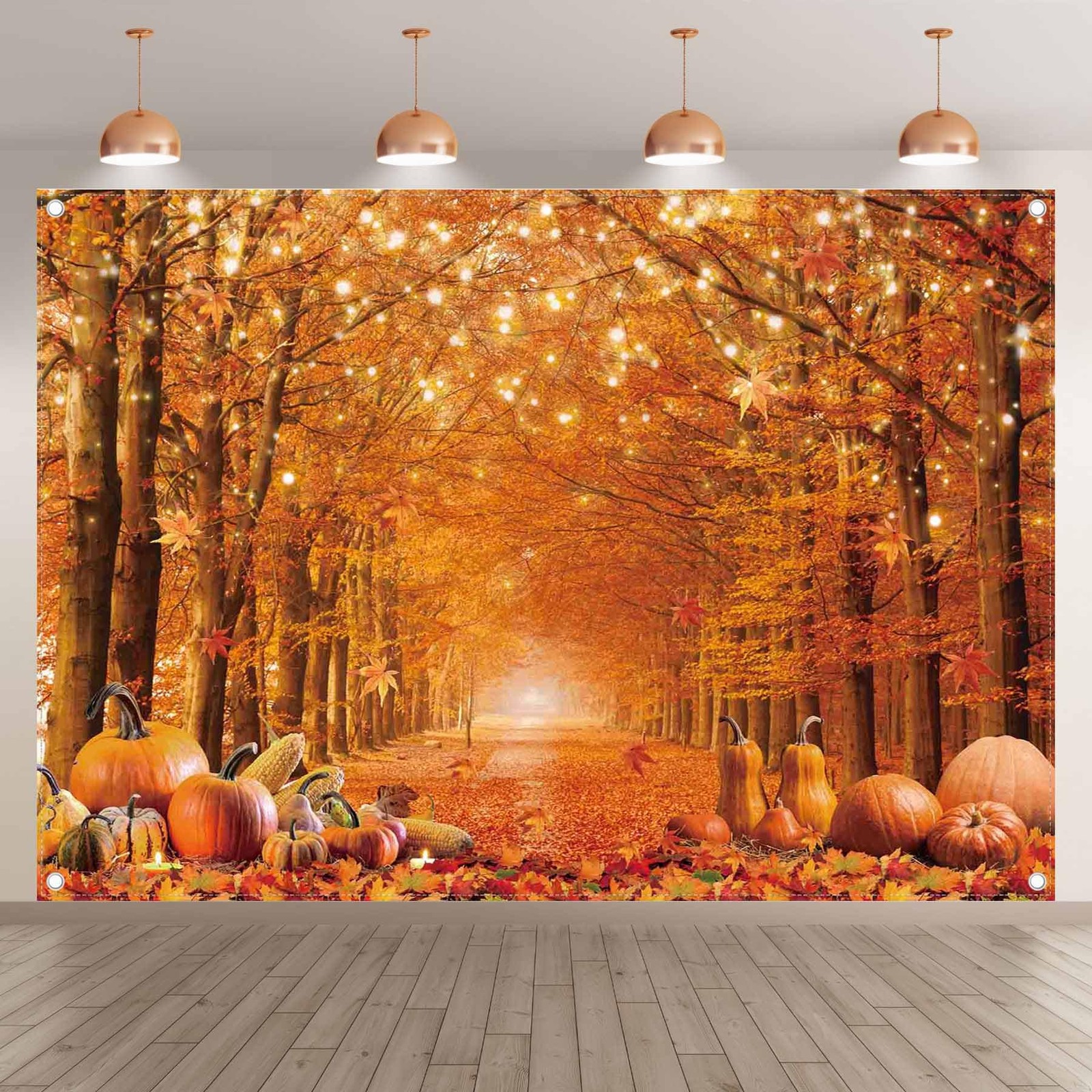 Swepuck 7x5ft Fall Photography Backdrop Autumn Maple Leaves Pumpkin 7’x5′